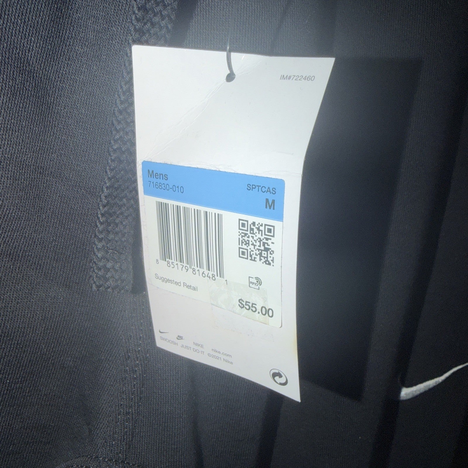 Nike Sportswear Fleece Joggers Sweatpants Size M Black Tapered 0135-0136