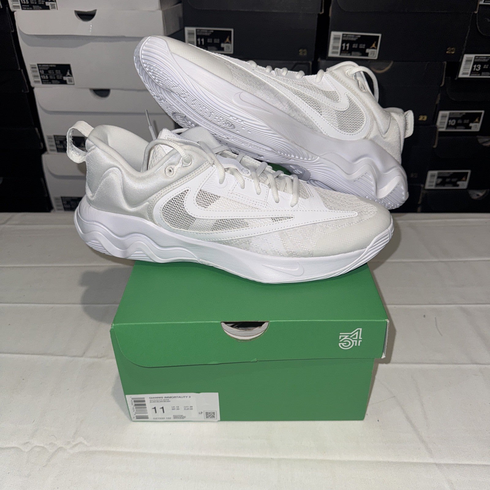 Nike Giannis Immortality 3 Men's Sneakers Triple White, Size 11, DZ7533-102