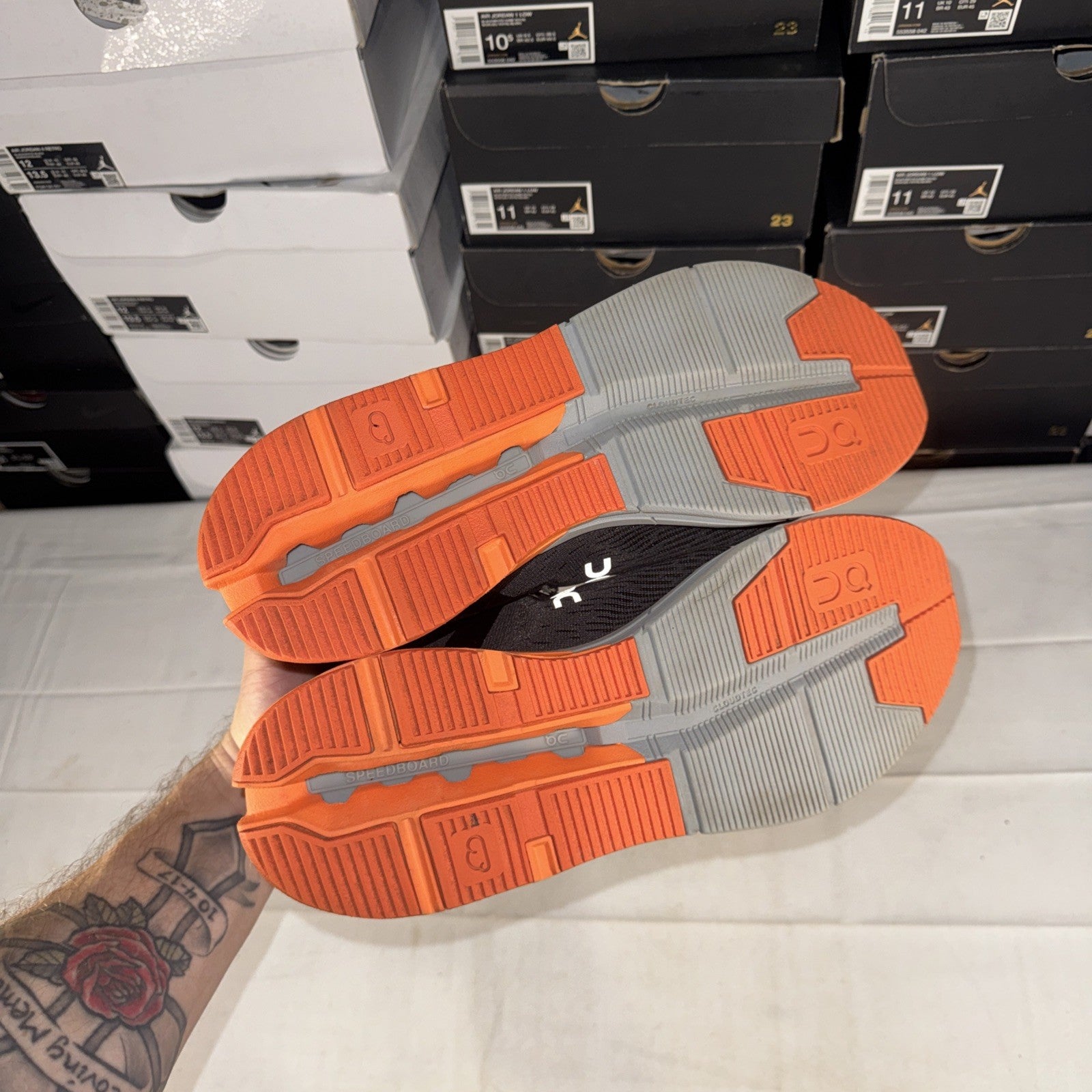 On Men's Cloudnova Flux Running Shoes Size 11, Orange/Black, 3MD10260666