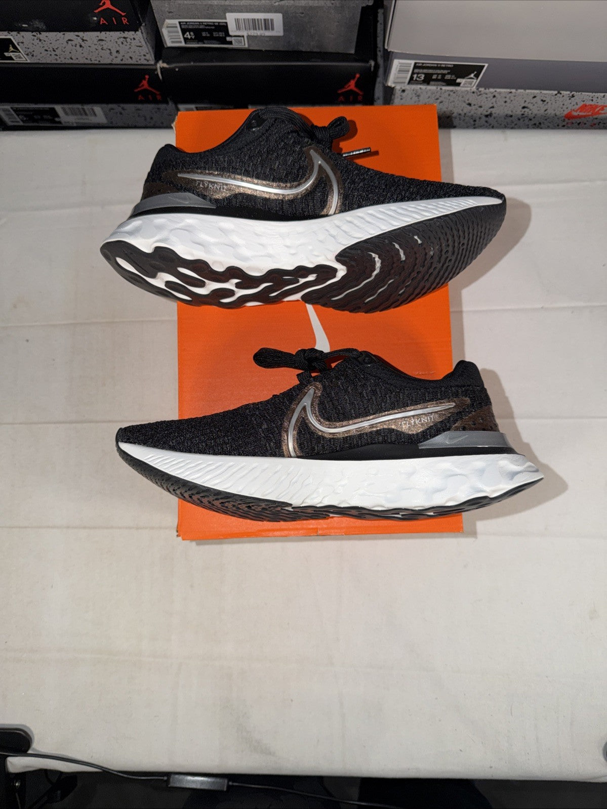 WMNS React Infinity Run Flyknit 3 Black Metallic Copper DD3024-009, Size 7.5