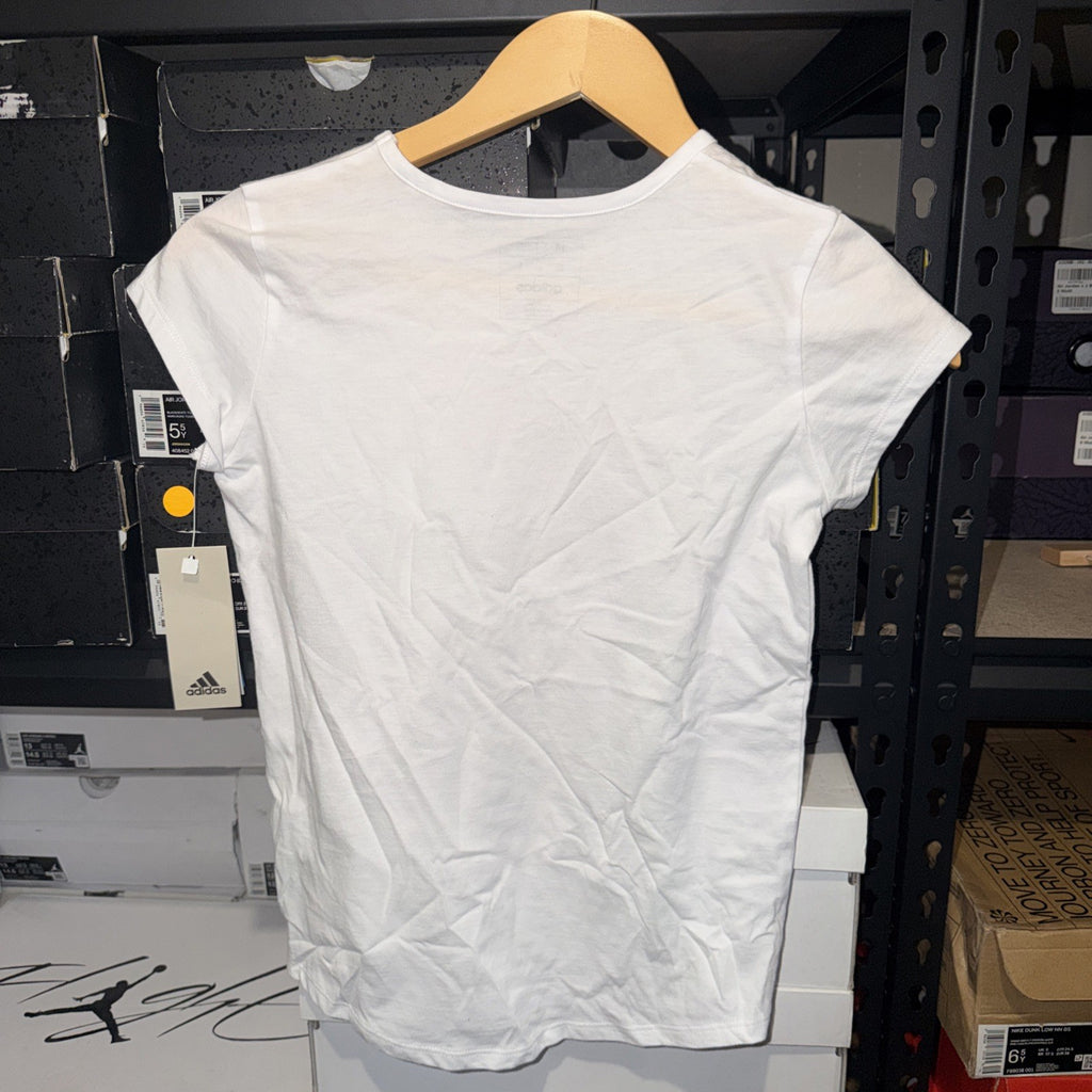 Girls White Adidas Logo T-Shirt (10-12) NWT 0106-0107 &0286-0287