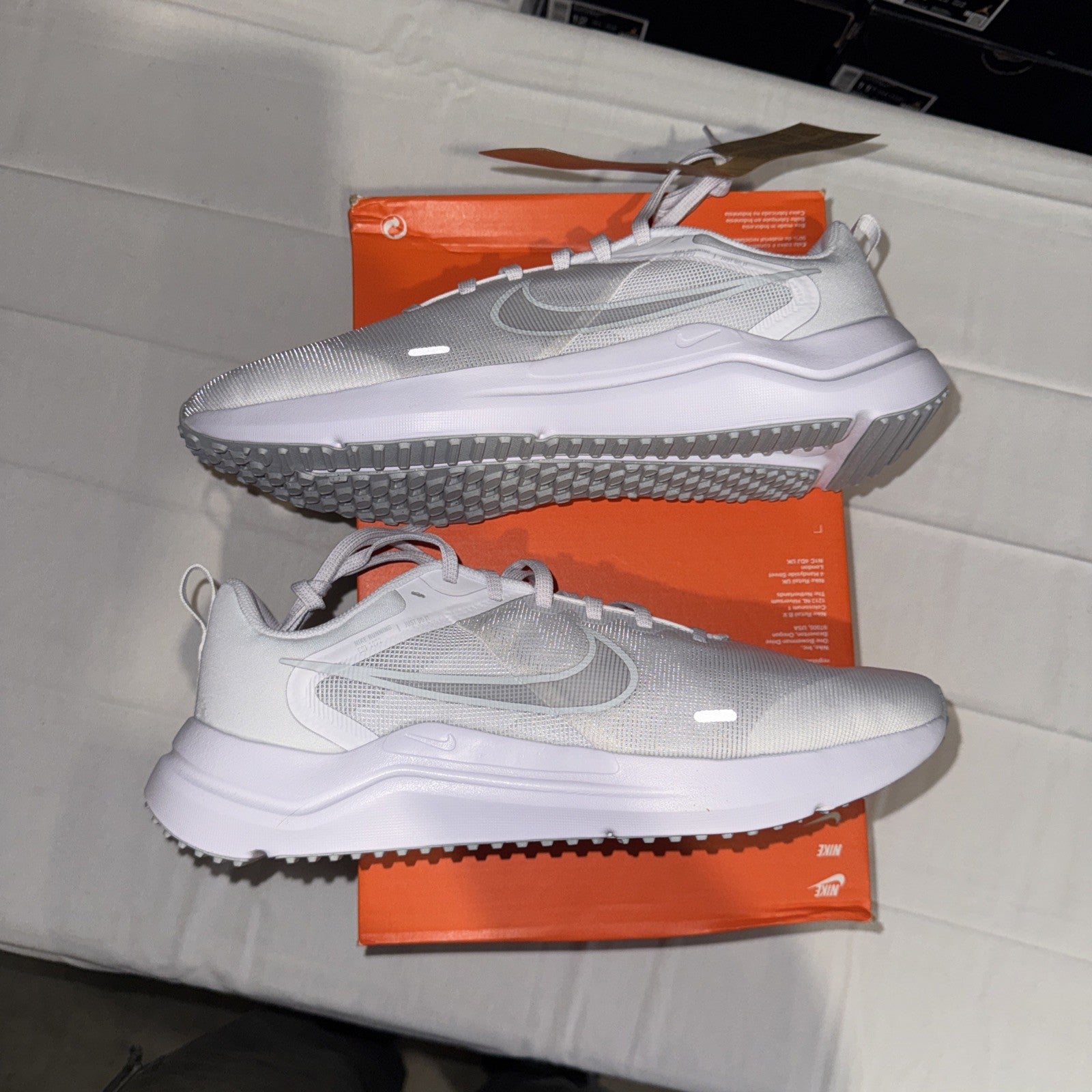 Nike Men's Downshifter 12 Running shoes White Platinum White Size 12 New