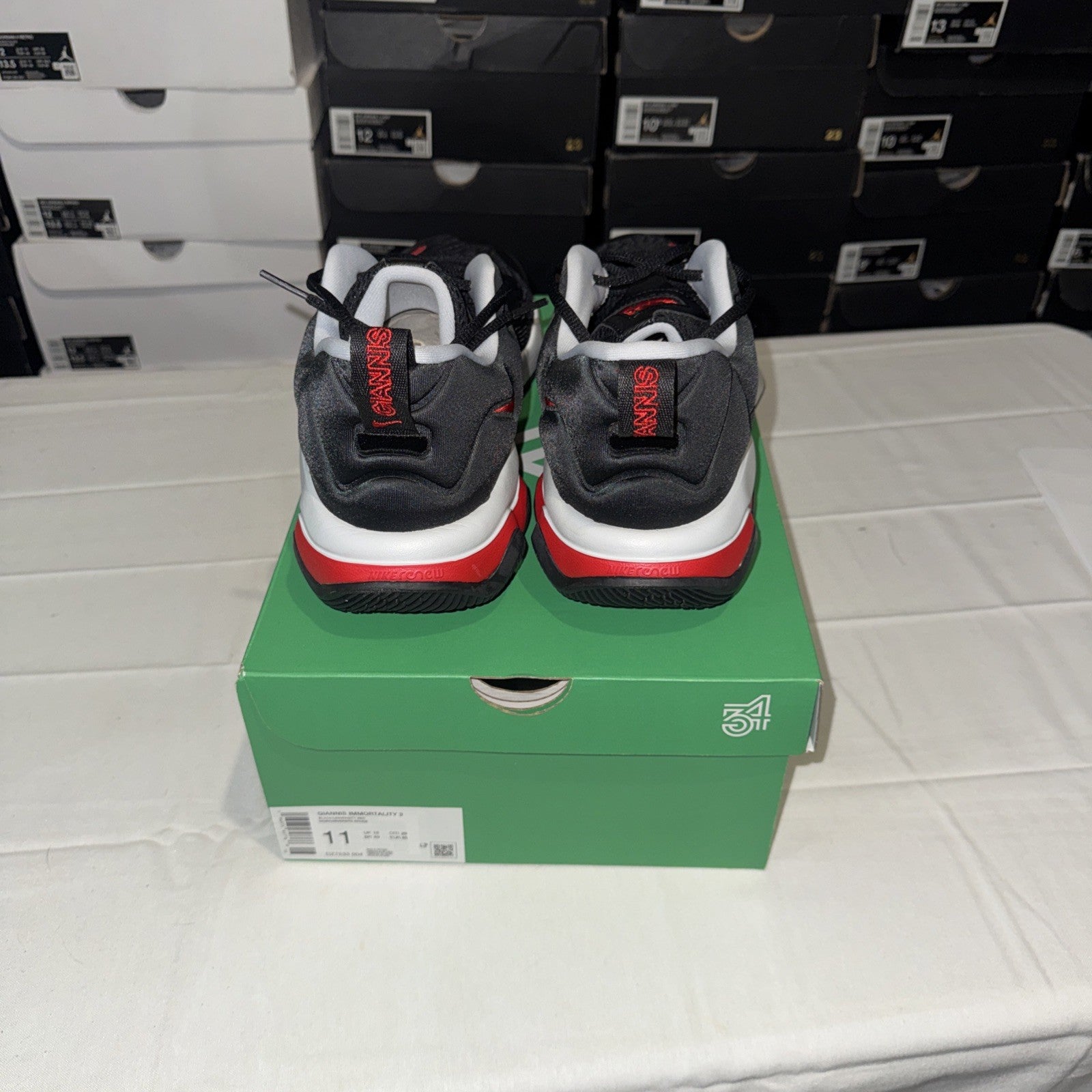 Nike Giannis Immortality 3 Sneakers Black/University Red, Size 11, DZ7533-004