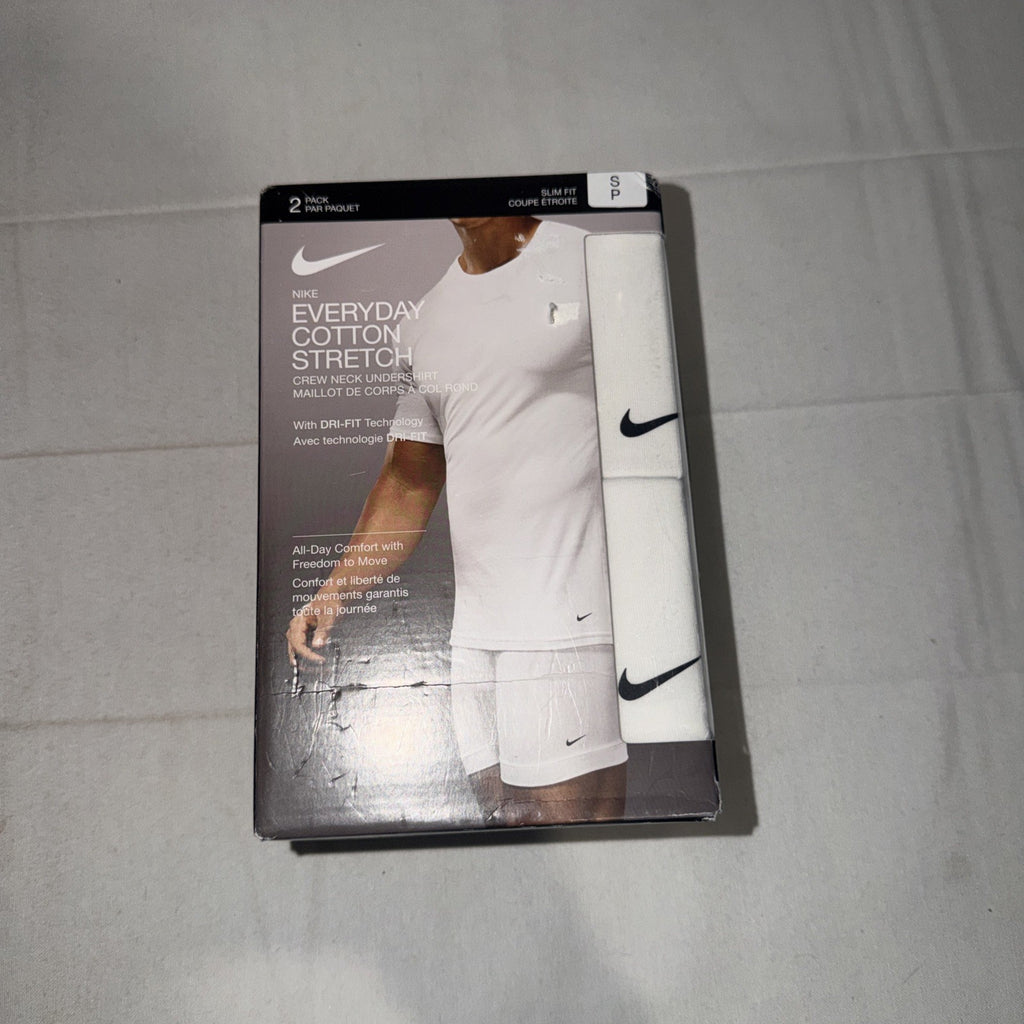Nike EveryDay Cotton Stretch Crew Neck UnderShirt 2-Pack White Small 0278