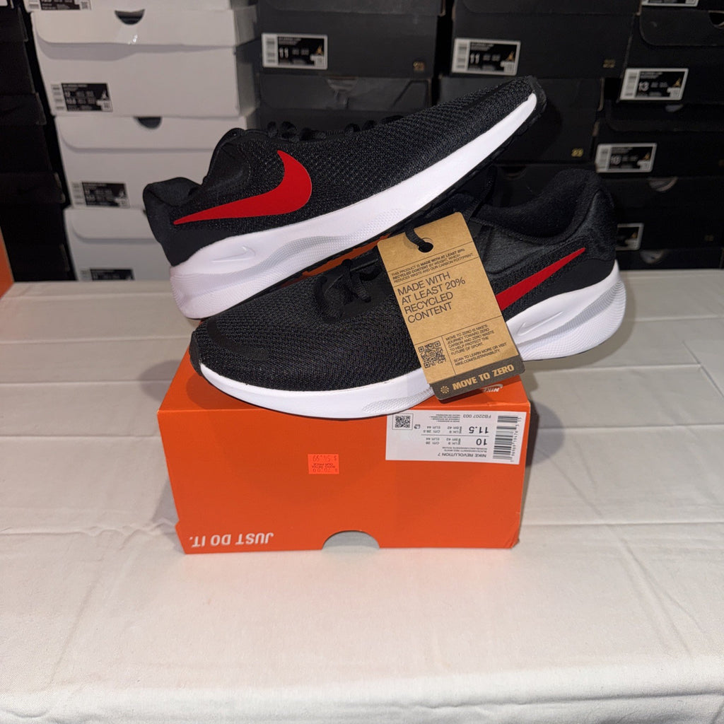 Nike Men's Revolution 7 Sneakers Size 10, Black/University Red/White, FB2207-003