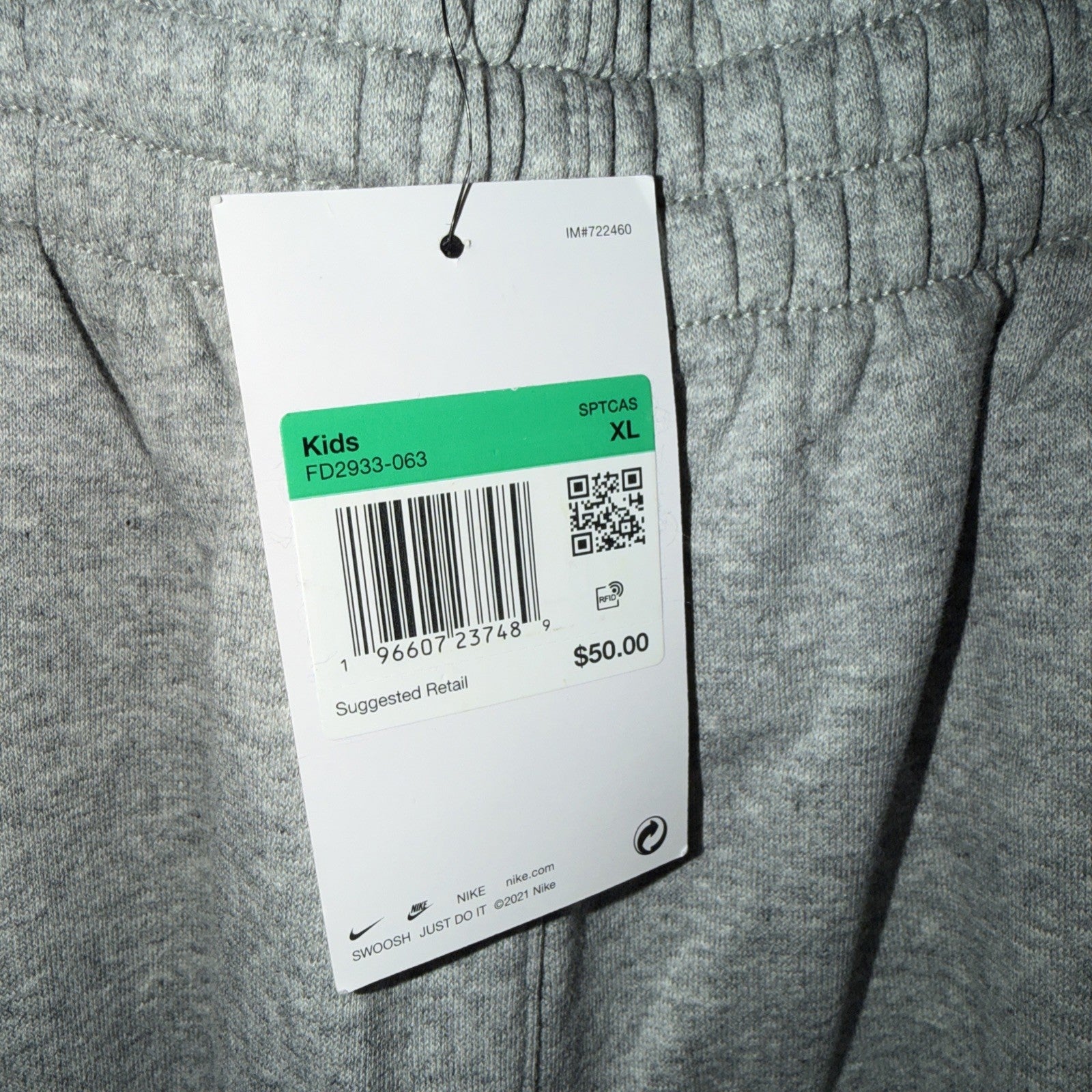 Nike Sportswear Club Fleece Kids Joggers Sweatpants Size XL Gray 0218