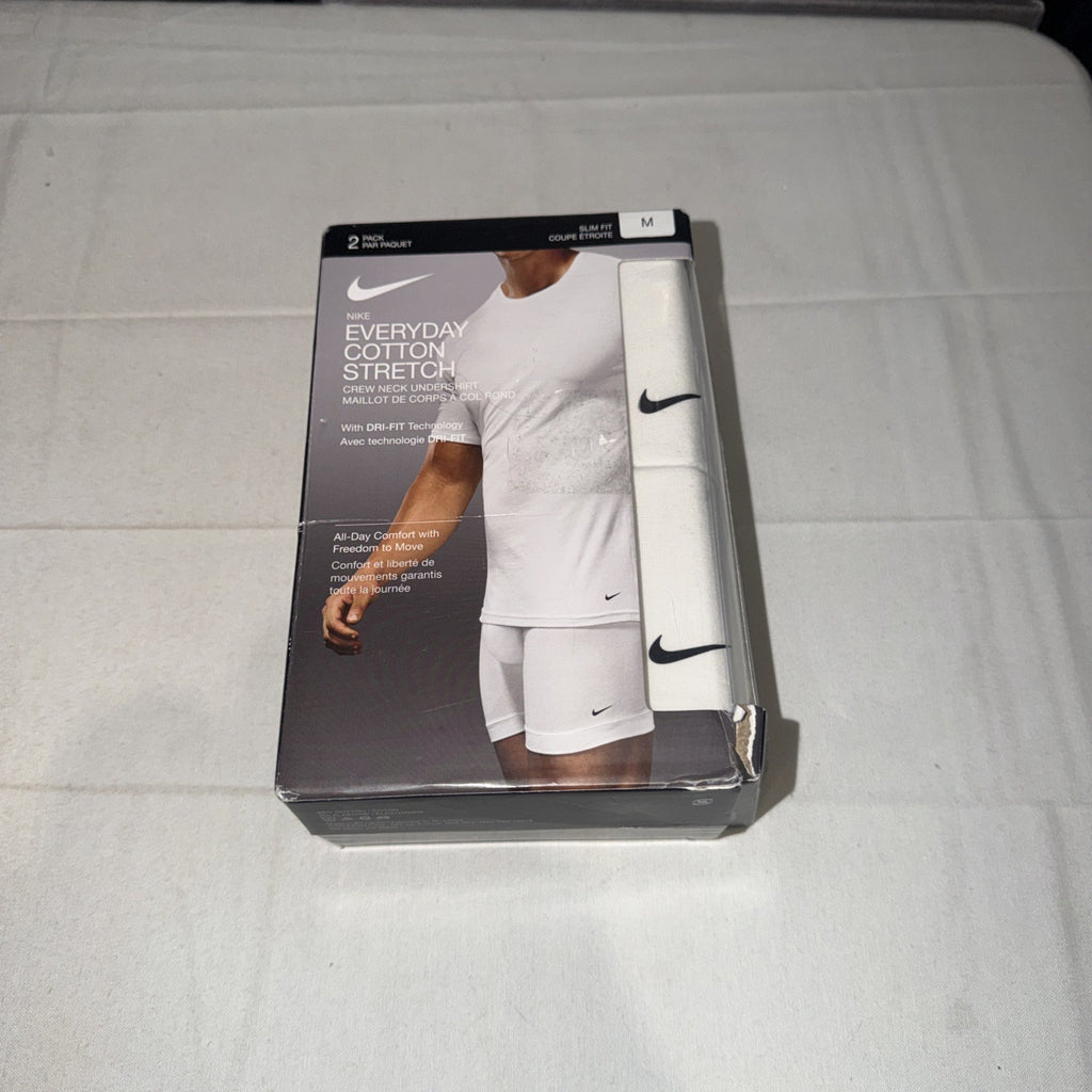Nike Everyday Cotton Stretch Crew Neck Undershirt 2 Pack Men Size M Medium 0277