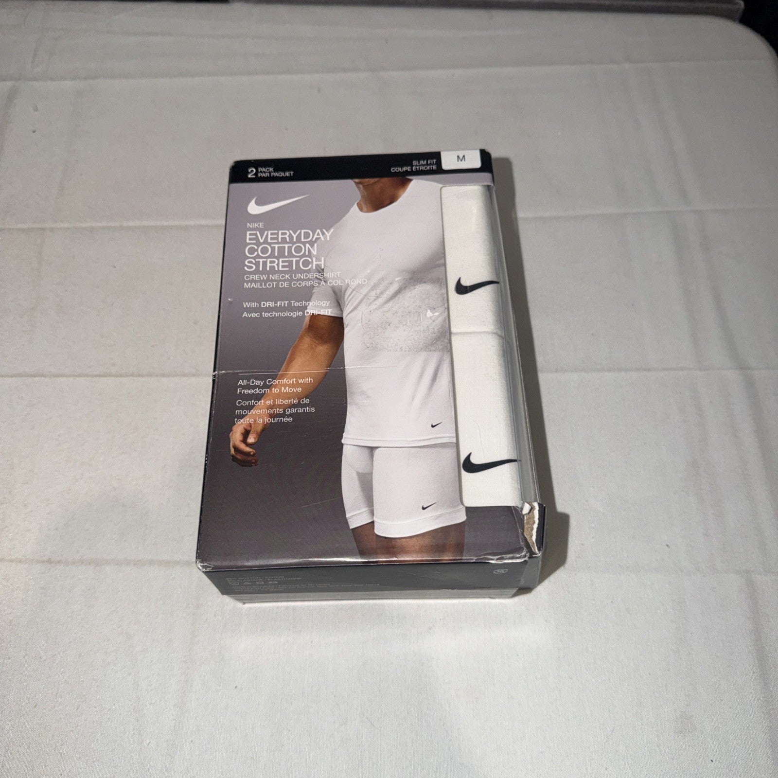 Nike Everyday Cotton Stretch Crew Neck Undershirt 2 Pack Men Size M Medium 0277