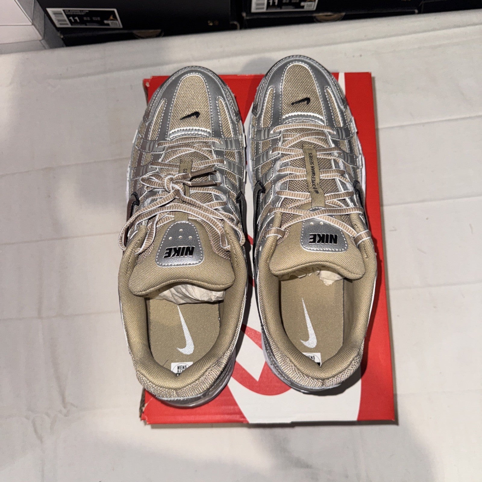 Nike P-6000 Khaki Metallic Silver HQ3030-200 Size 10.5
