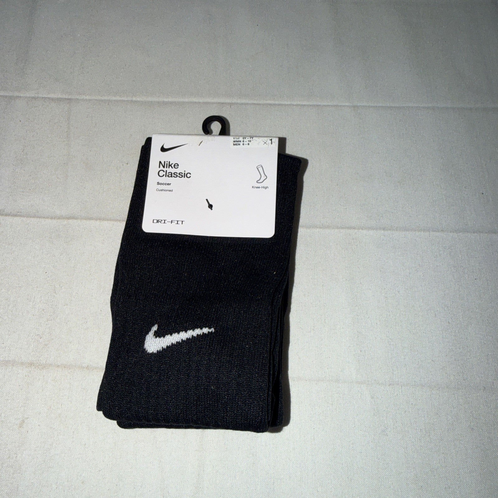 Nike Classic Soccer Socks Mens Medium Knee High Black White Swoosh Dri Fit
