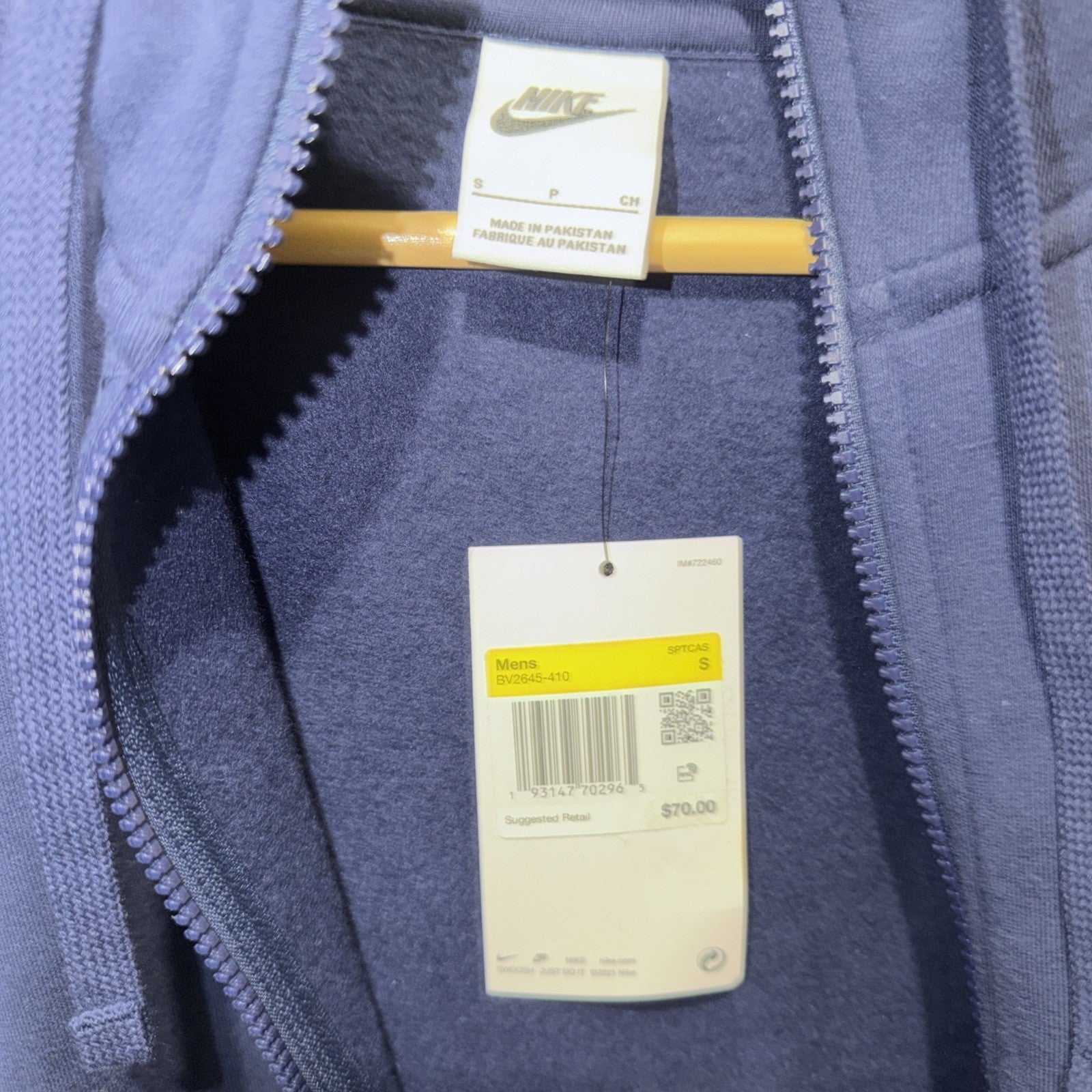 Nike Sportswear Club Fleece Full Zip Hoodie Navy, BV2645-410 (S) 0010-0011