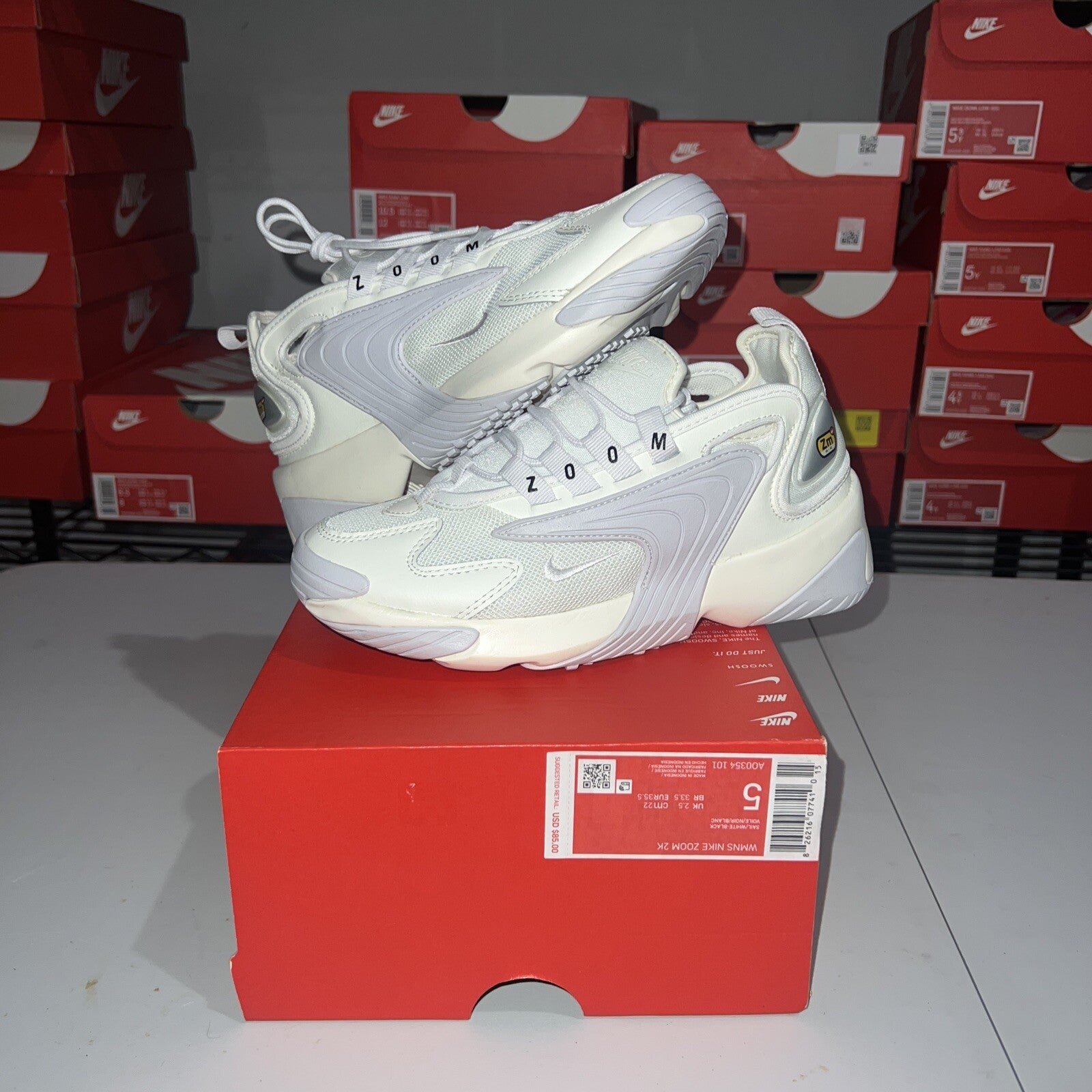 Size 5 - Nike Zoom 2K White Silver Womens Running Shoe