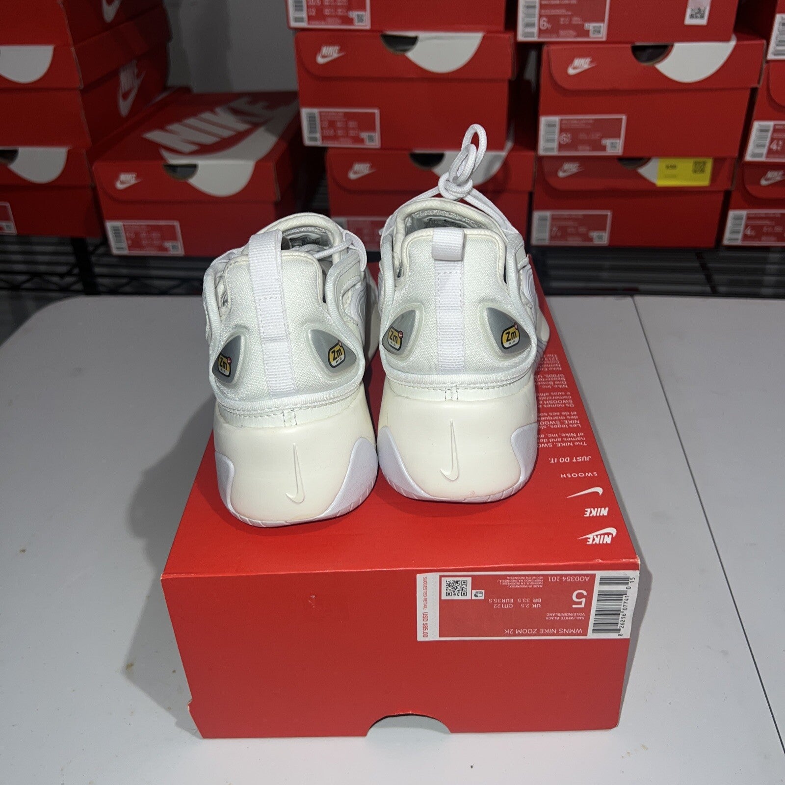 Size 5 - Nike Zoom 2K White Silver Womens Running Shoe