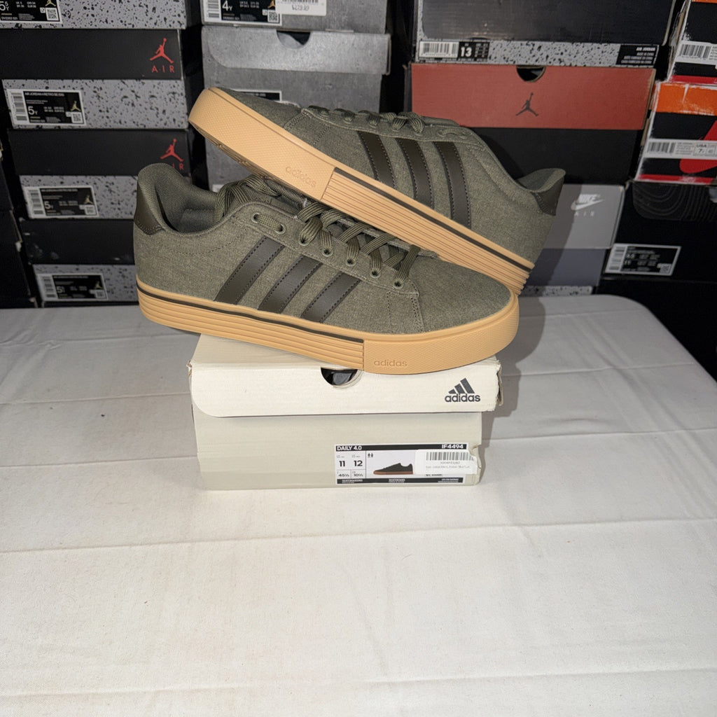 adidas Daily 4.0 Skateboarding Shoes Olive Green, Gum, Size 11  US IF4494