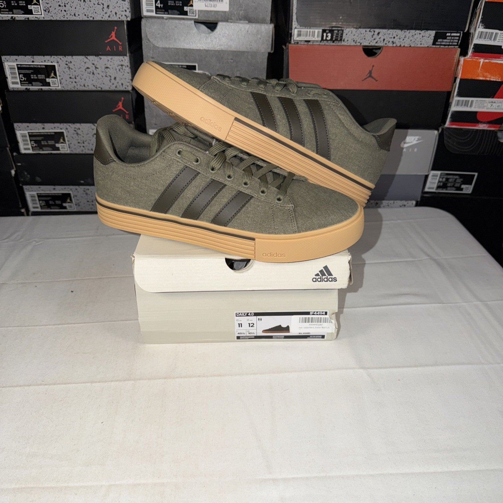 adidas Daily 4.0 Skateboarding Shoes Olive Green, Gum, Size 11  US IF4494
