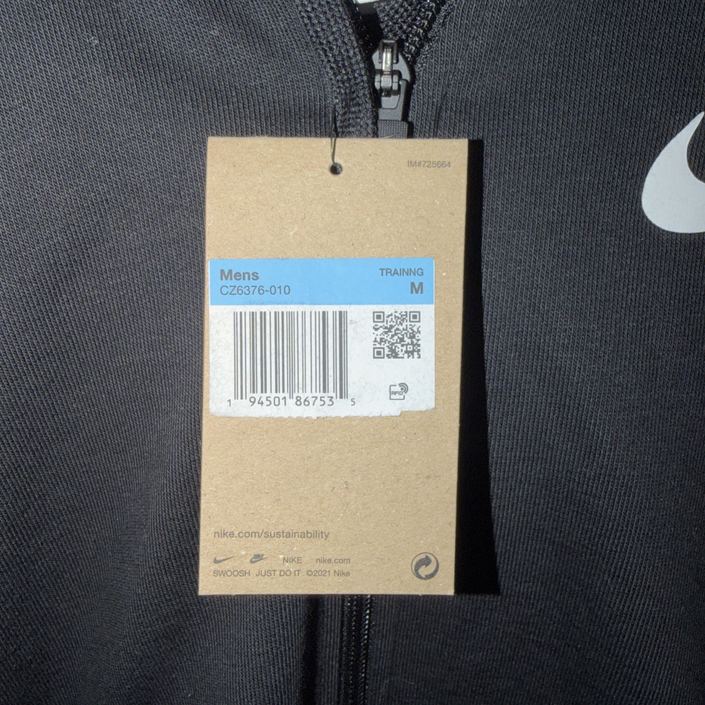 Nike Men's Dry Dri-FIT Hooded Fitness Full-Zip LS Black Hoodie M 0092-0093