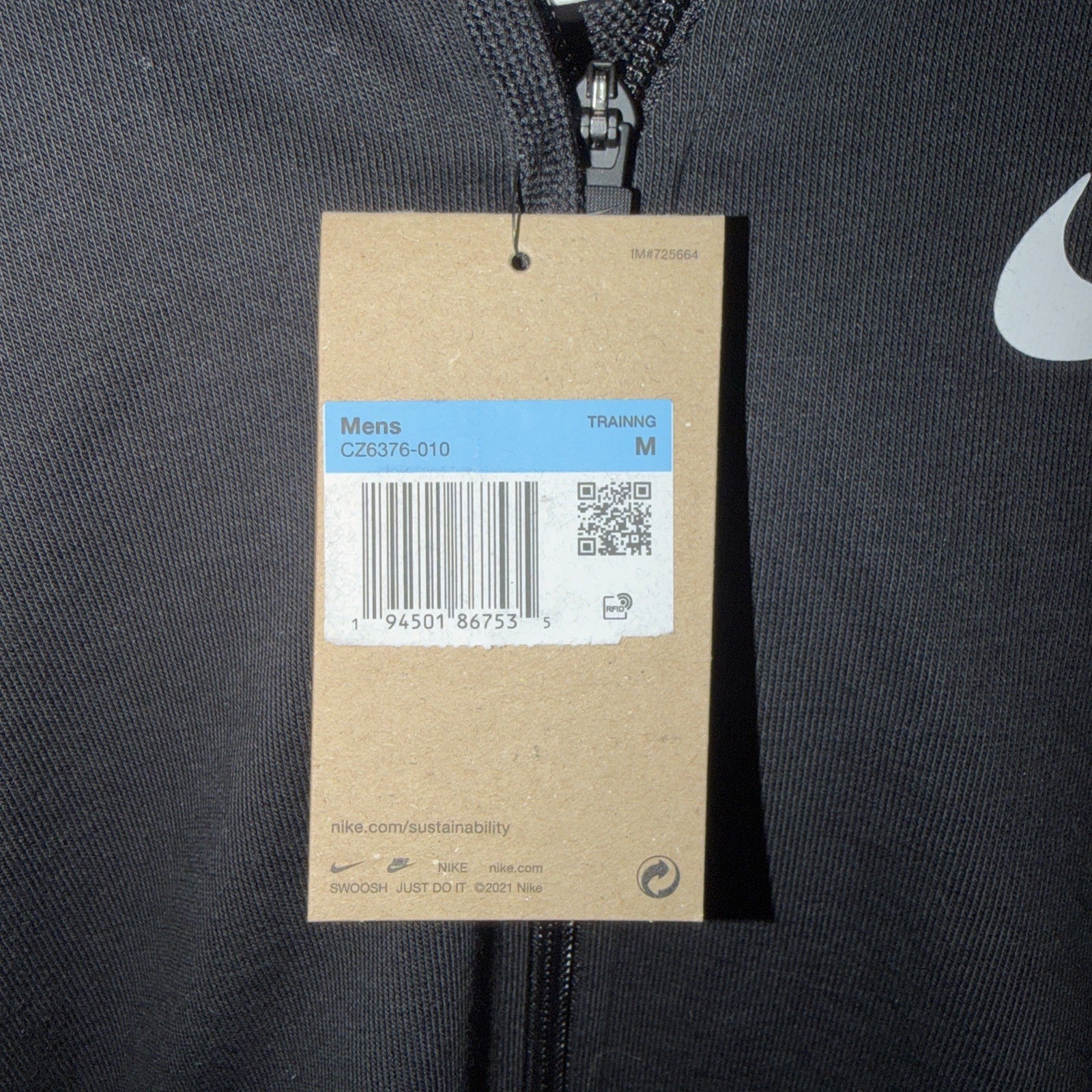 Nike Men's Dry Dri-FIT Hooded Fitness Full-Zip LS Black Hoodie M 0092-0093