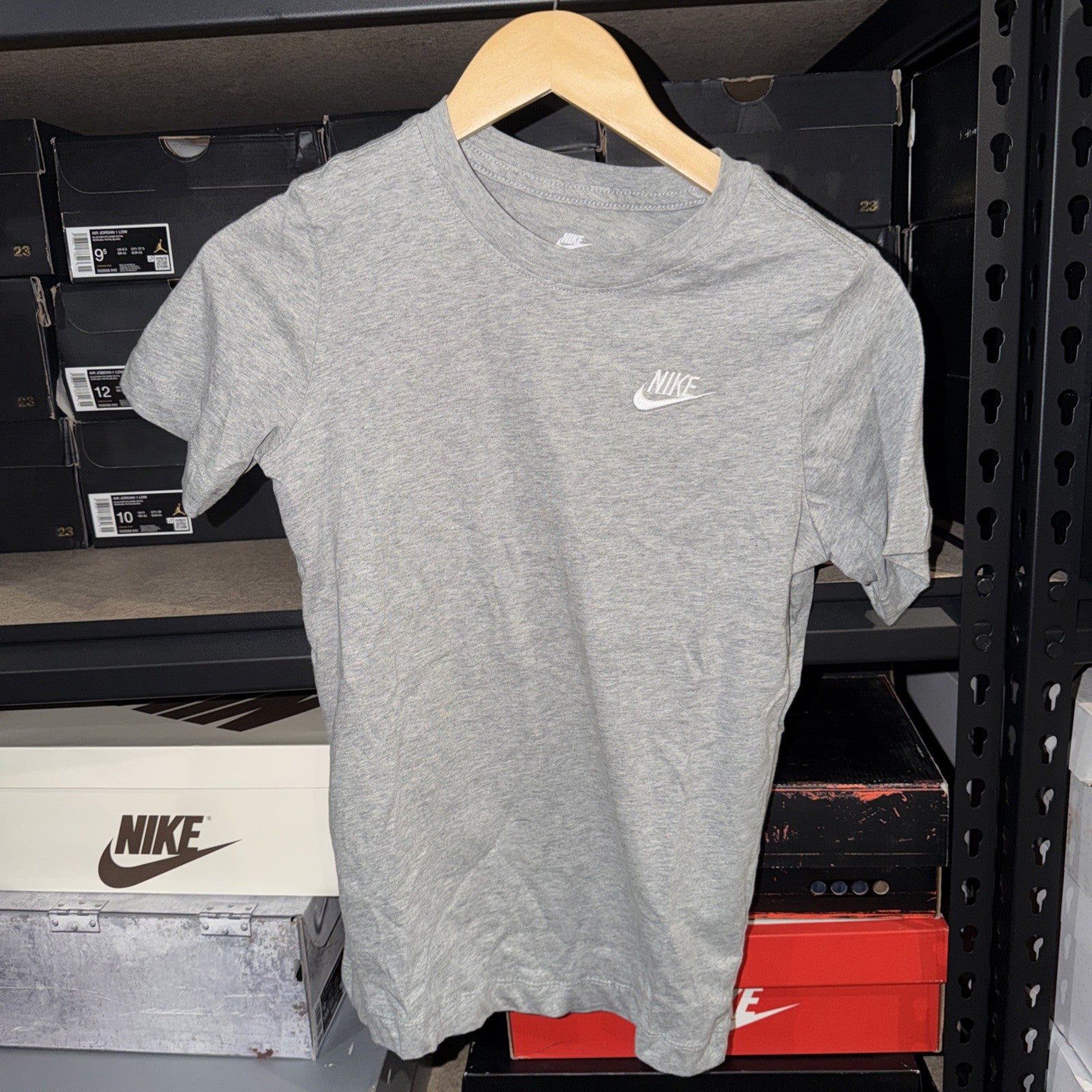 Nike Kids Medium Gray Cotton Athletic Tee with Swoosh Logo 0070-0077