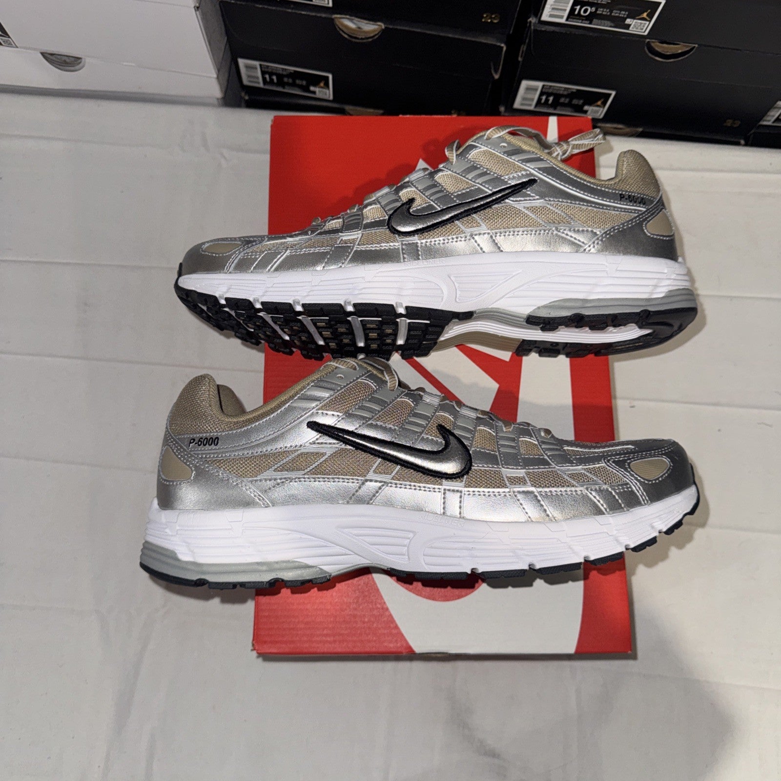 Nike P-6000 Khaki Metallic Silver HQ3030-200 Size 13