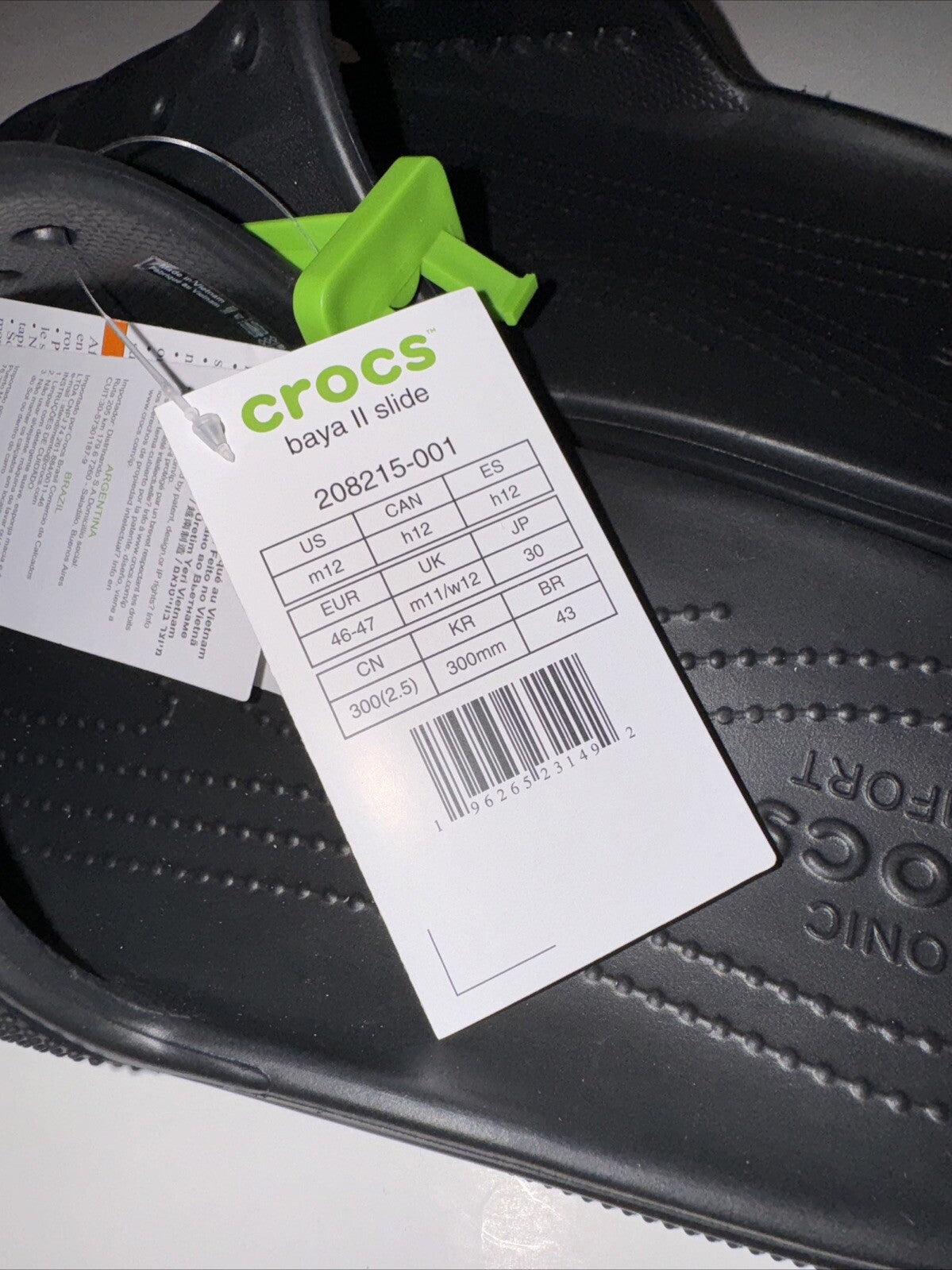 12M 14W Crocs Sandals Baya II Slides Waterproof Shoes Black