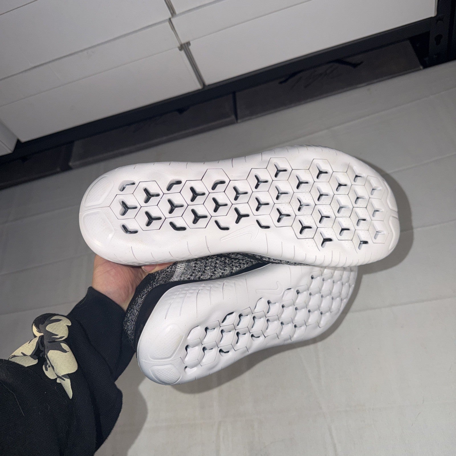 Nike Free RN Flyknit 2018 White Black 942838-101 Size 13