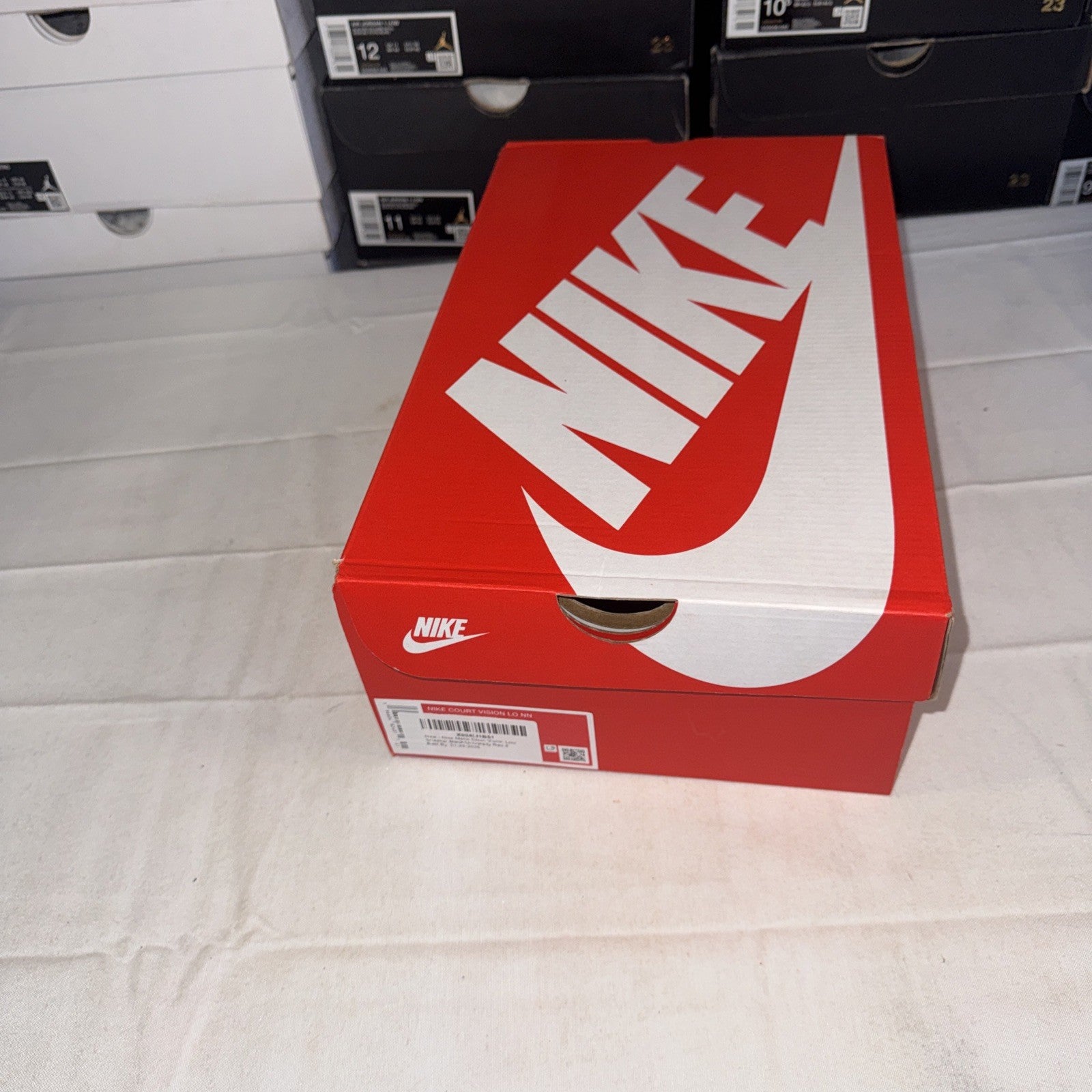 Nike Court Vision Low Top Shoes Black/Red, Size 8, FJ0685-010