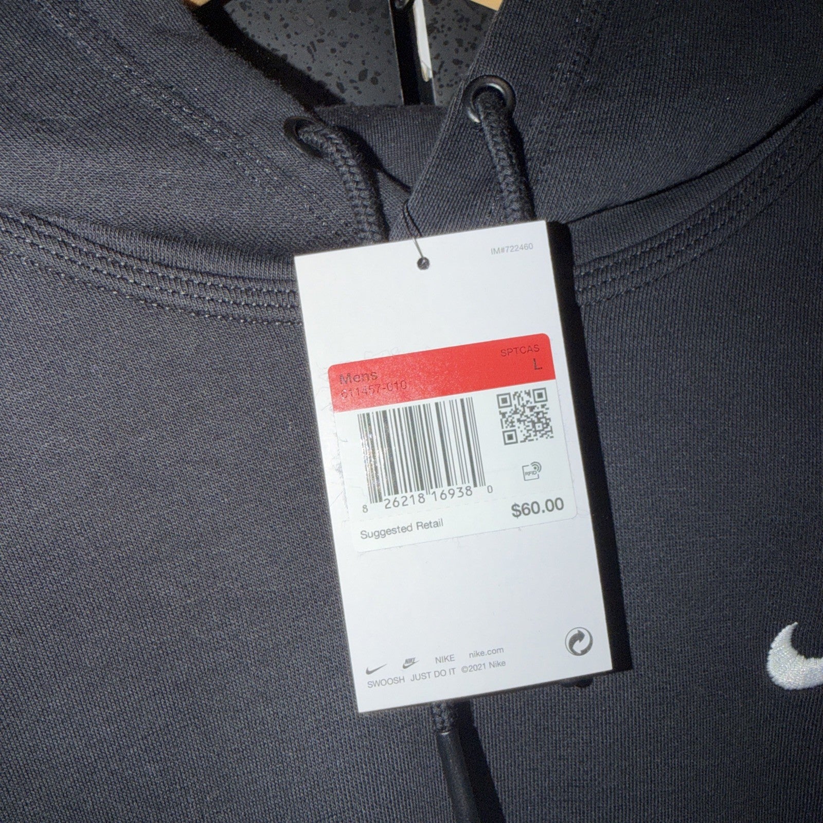 Nike Sportswear Club Fleece Pullover Hoodie Men's Large Black 0054-0055  NWT