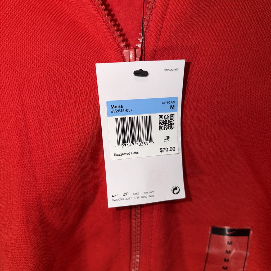 Nike Men's Club Fleece Full Zip-Up Hoodie Red. MEDIUM  (BV2645-657) 0013-0017