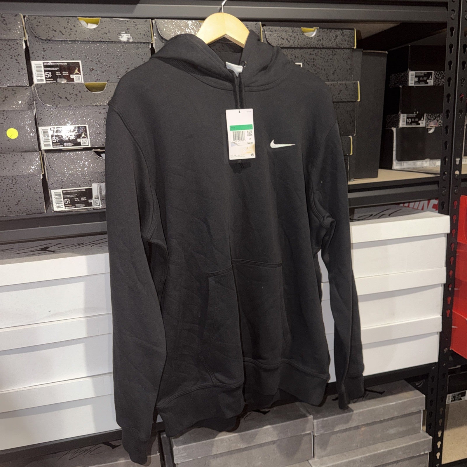 NEW NIKE SPORTSWEAR "Embroidered Swoosh Hoodie" MEN'S BLACK XL 0056-0057