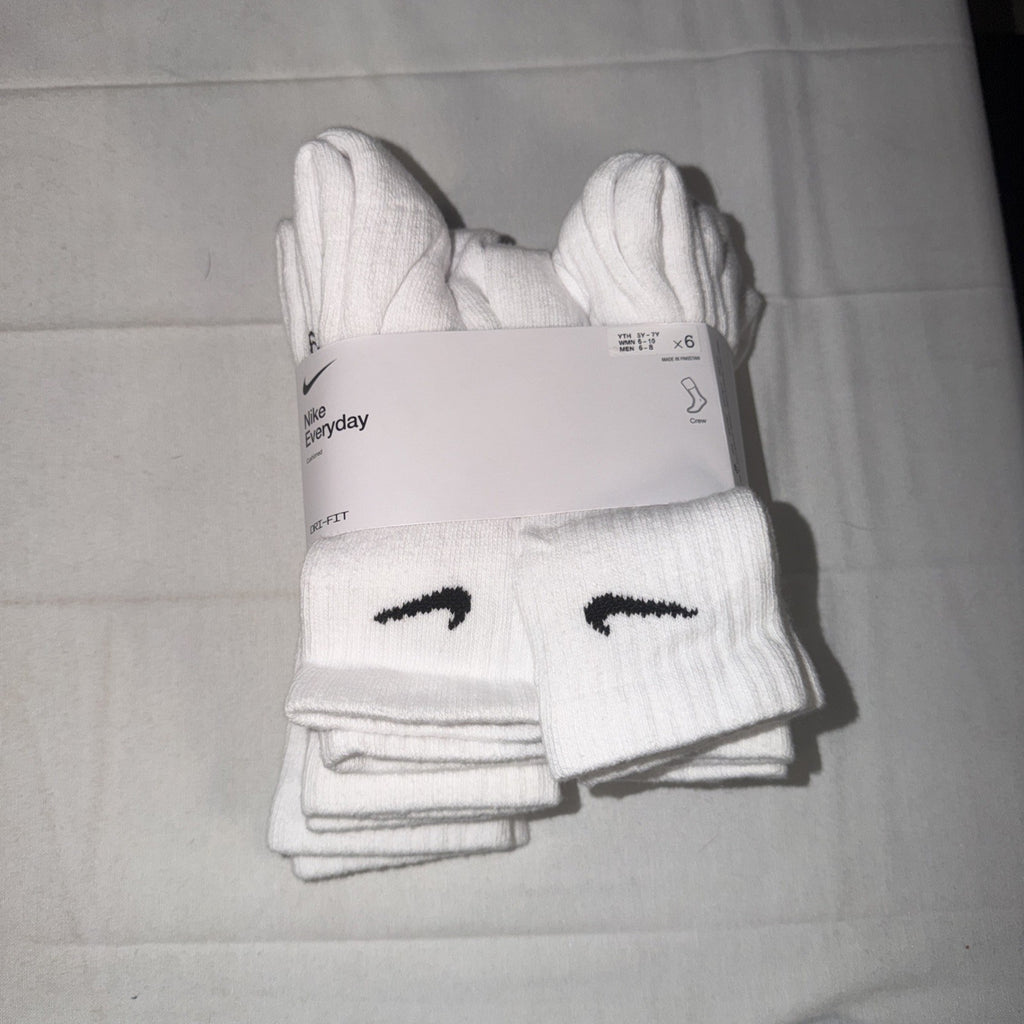 Nike Unisex Everyday Cushioned Training Crew Socks Size Medium (6Pair) 0025-0034