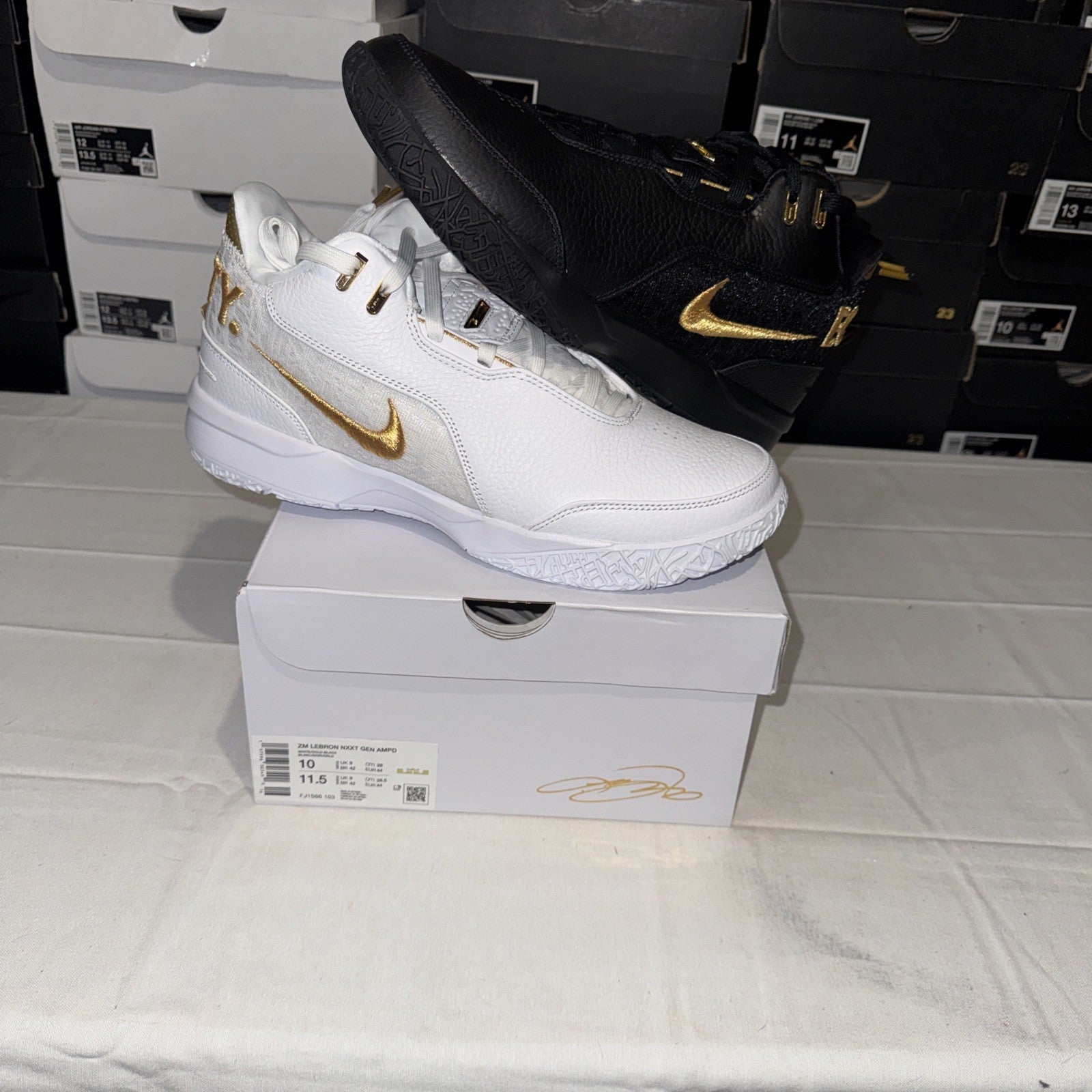 Nike Zoom LeBron NXXT Gen AMPD Equity White-Gold-Black, Size 10, FJ1566-103
