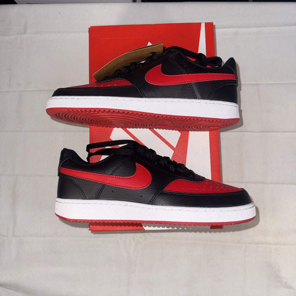 Nike Court Vision Low Top Shoes Black/Red, Size 7.5, FJ0685-010