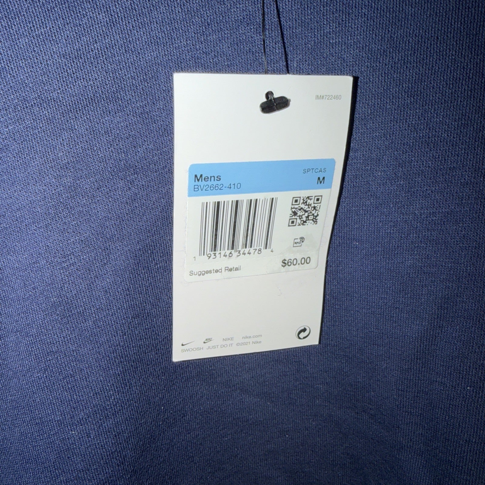 NIKE  Club Fleece Mens Crewneck Sweatshirt BV2662-410 M NAVY 0007-0009