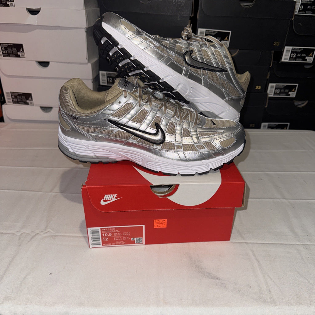 Nike P-6000 Khaki Metallic Silver HQ3030-200 Size 10.5