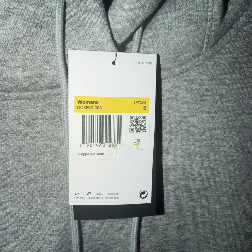 Nike Sportswear Gray Fleece Womens Oversized Pullover Hoodie Sz Small 0133-0134