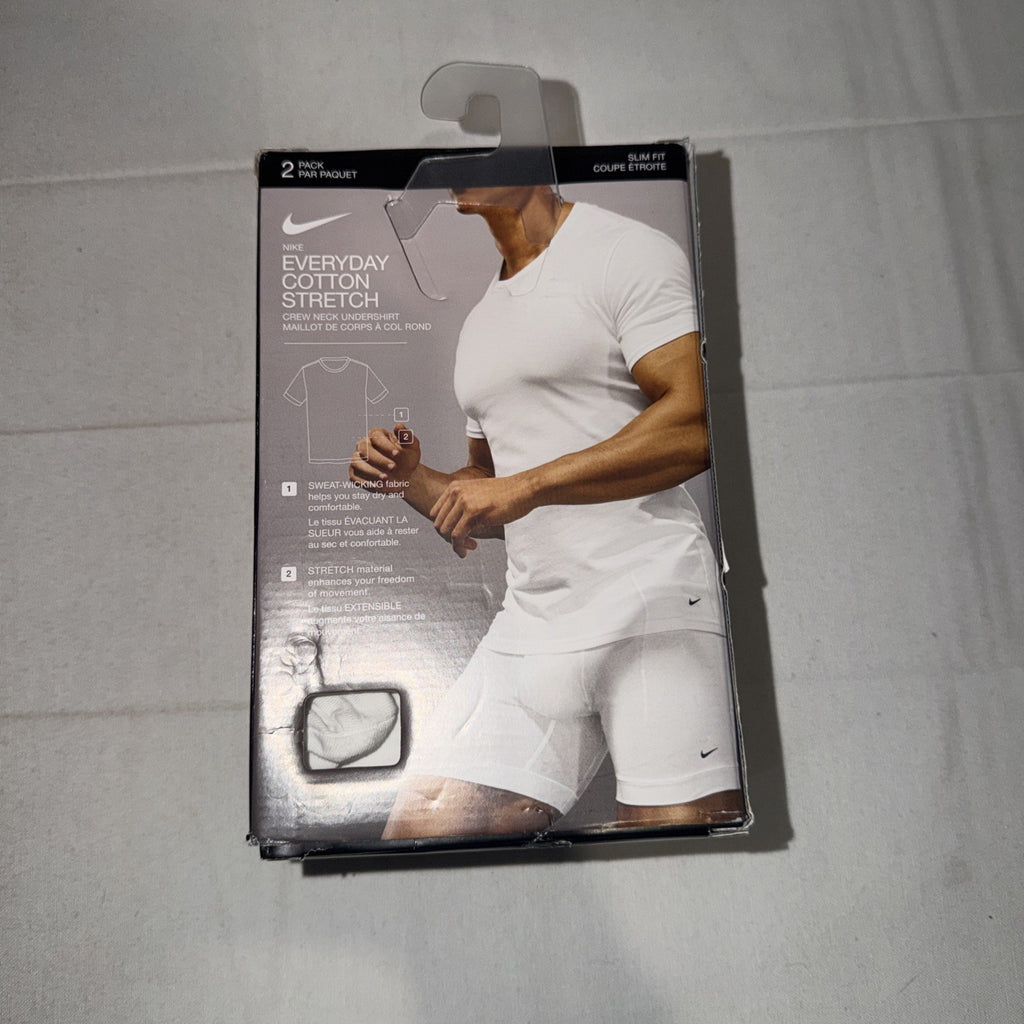 Nike EveryDay Cotton Stretch Crew Neck UnderShirt 2-Pack White Small 0278