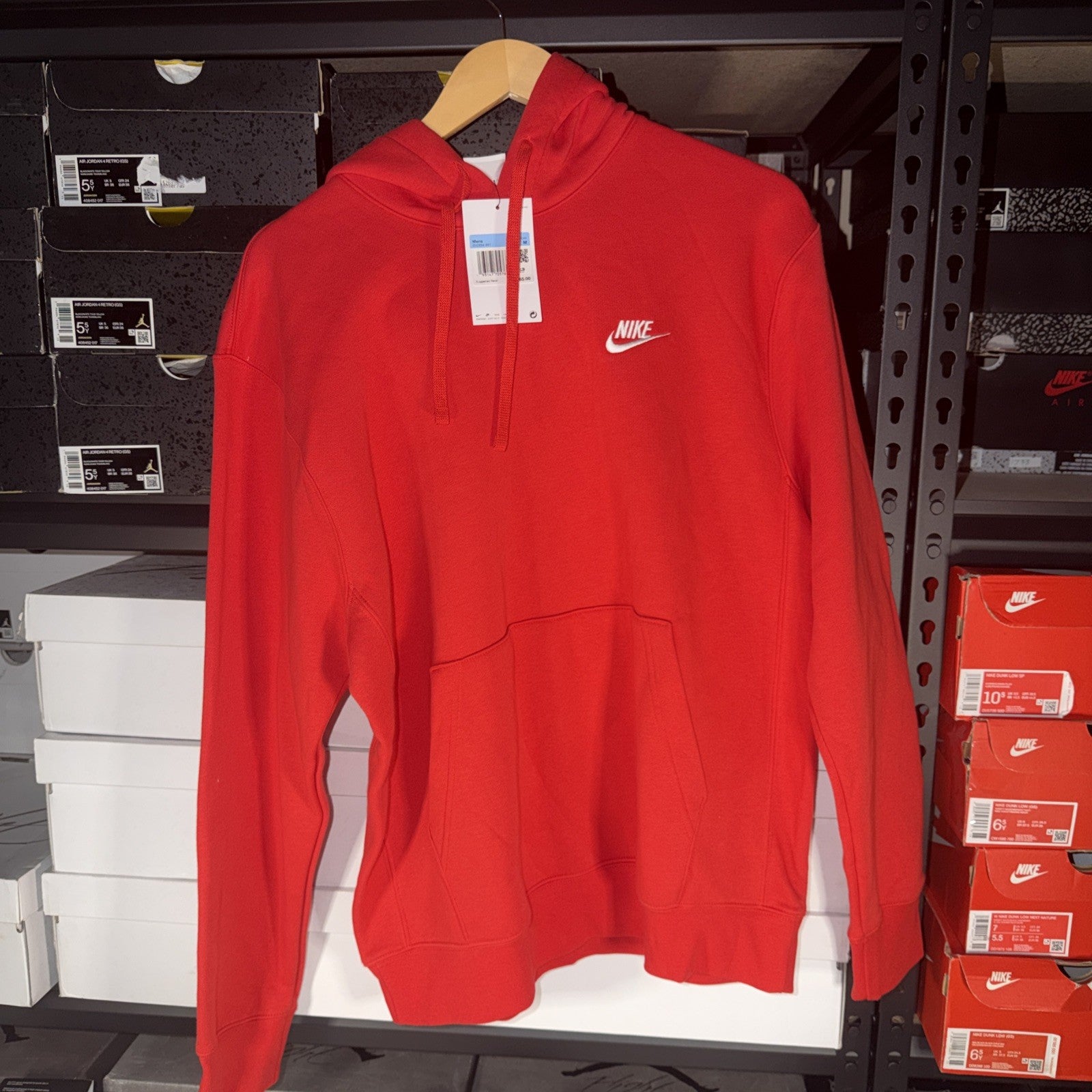 Nike Sportswear Club Fleece Hoodie University Red BV2654-657 Mens Med 0035-0038