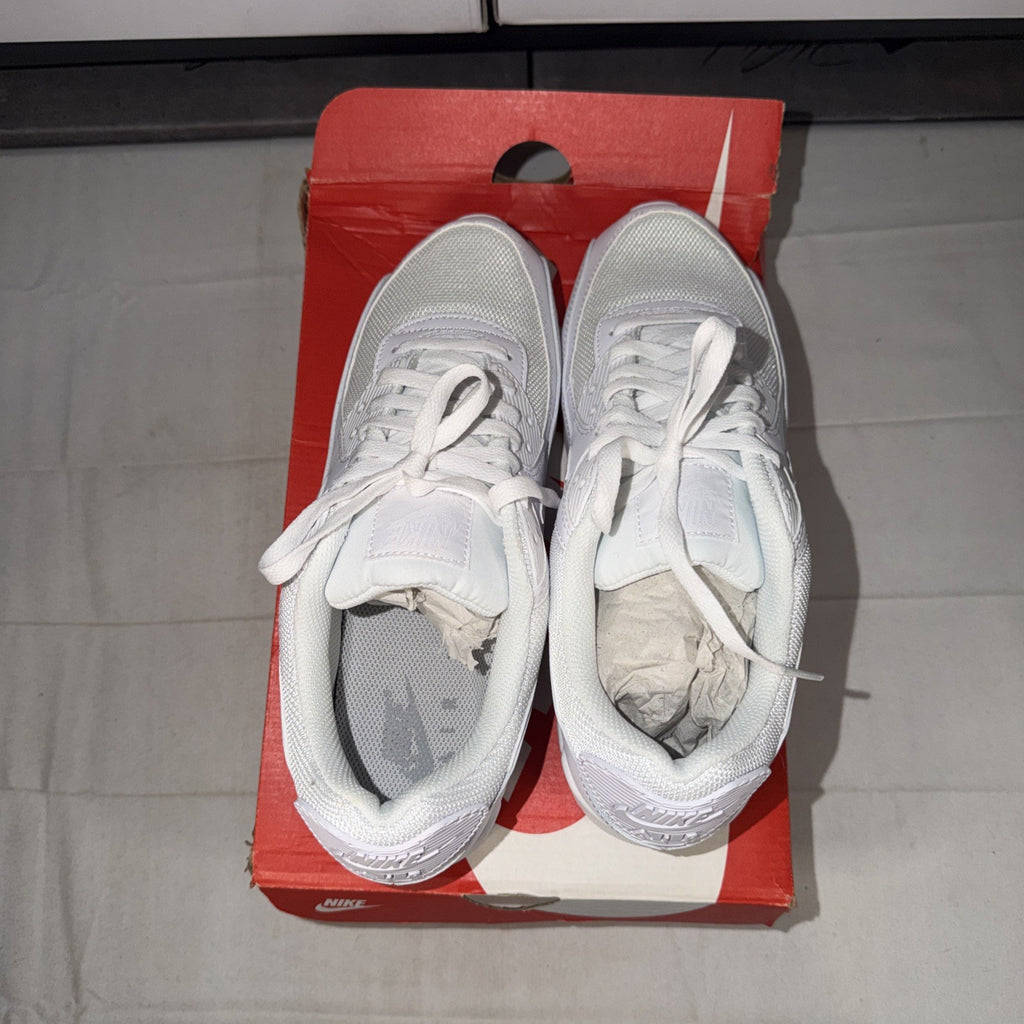 Nike Air Max 90 Size 10 Triple White/Wolf Grey, CN8490-100 TRIED ON