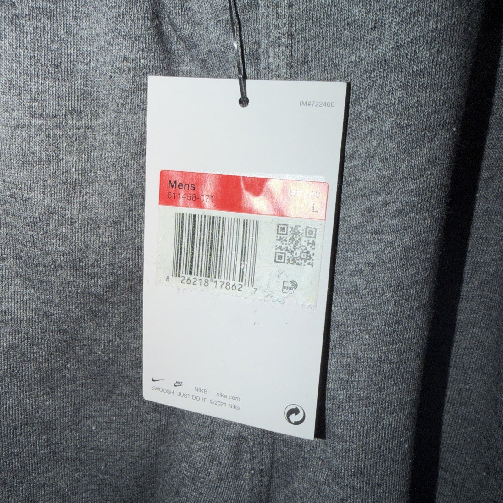 Nike Men's Sweatpants Gray Fleece Joggers Size Large L Athletic Wide Leg 0088