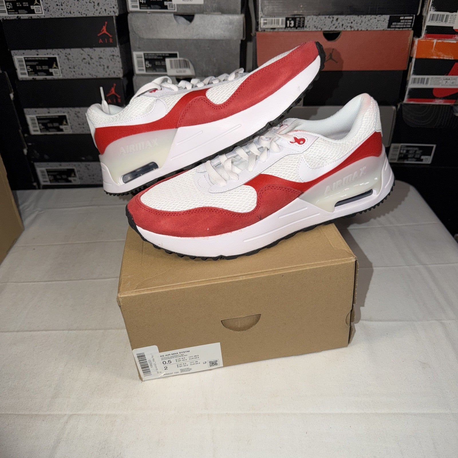 Nike Air Max SYSTM White University Red Size 10 DM9537 104