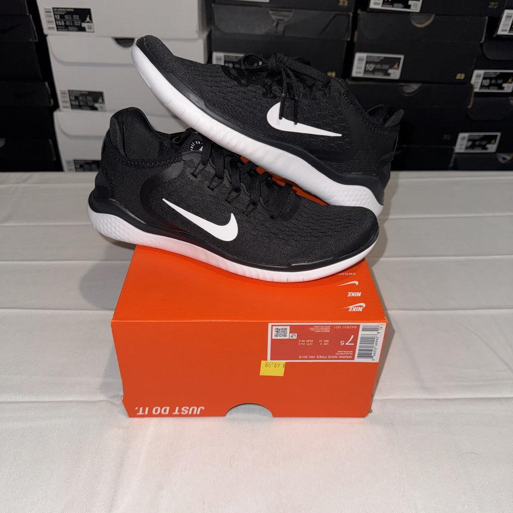 Nike Free RN 2018 Black/White Size 7.5W 942837-001