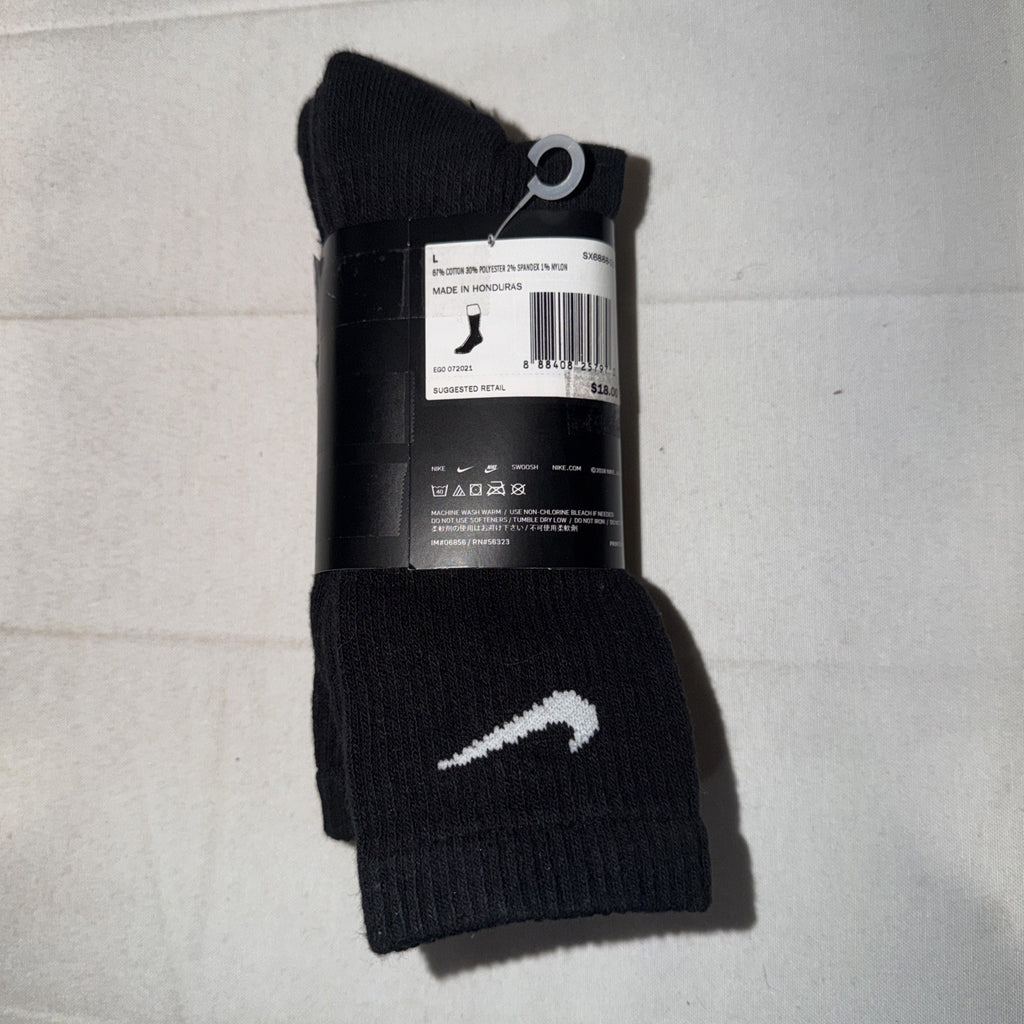 Nike Everyday Plus Men's Crew Socks - Black, L (2 Pairs) 0239