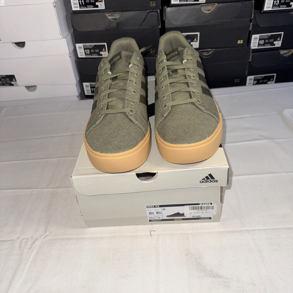 adidas Daily 4.0 Skateboarding Shoes Olive Green, Gum, Size 10.5 US IF4494