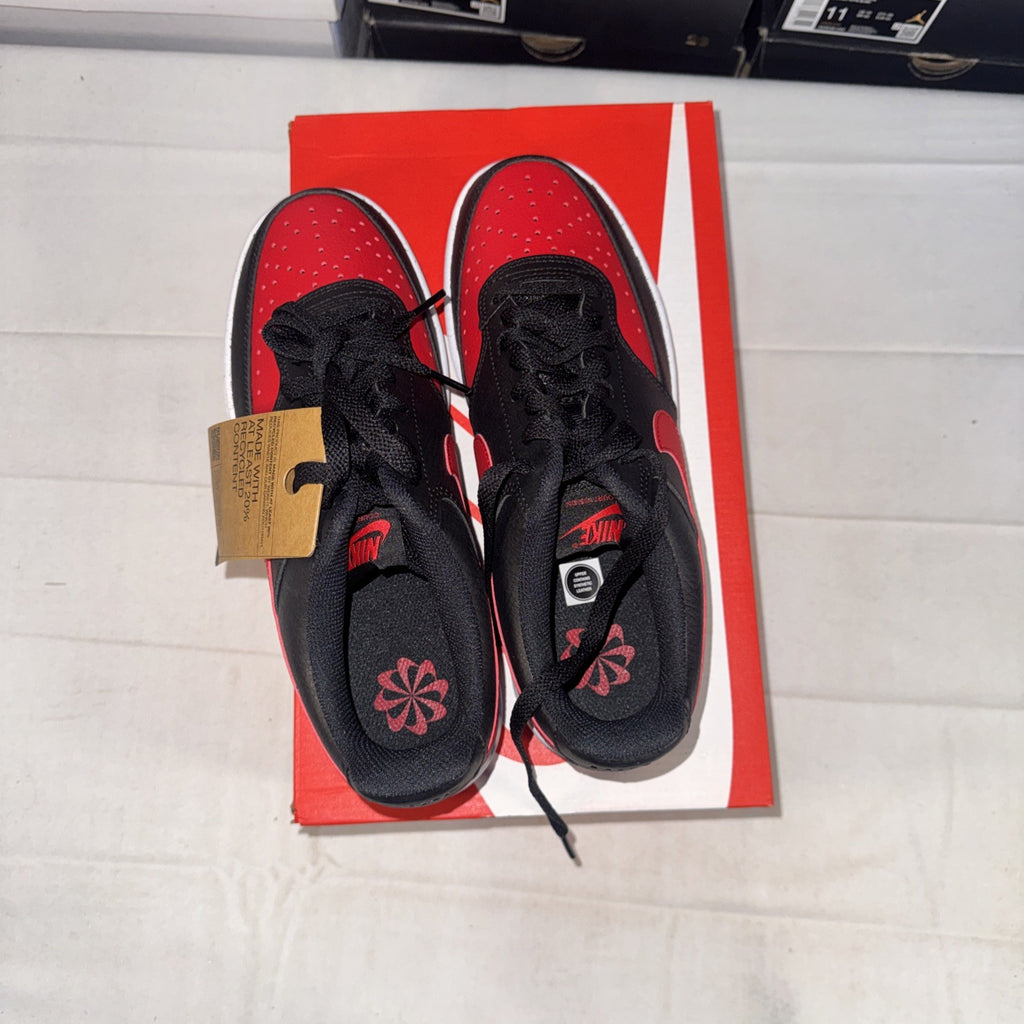 Nike Court Vision Low Top Shoes Black/Red, Size 7.5, FJ0685-010