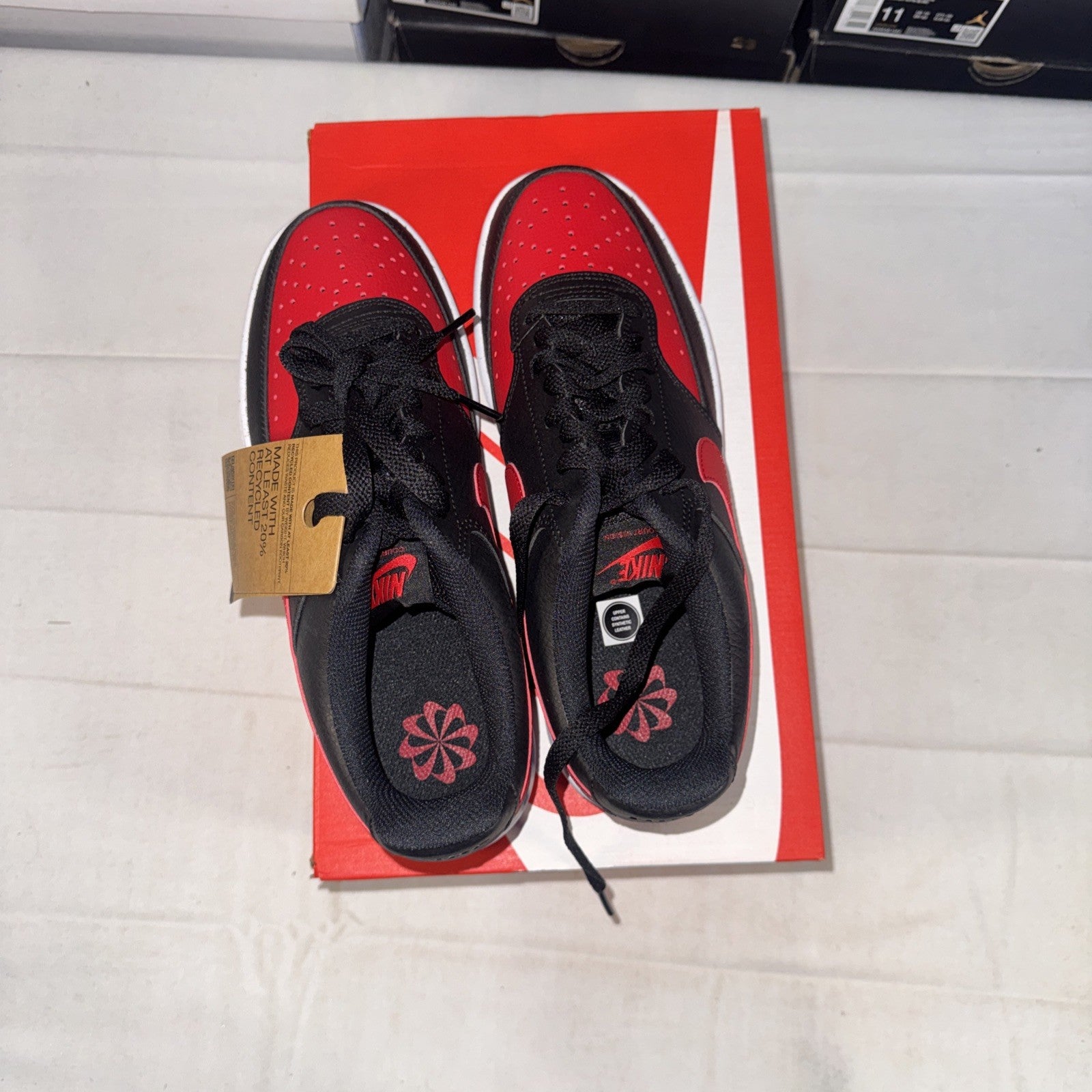 Nike Court Vision Low Top Shoes Black/Red, Size 7.5, FJ0685-010