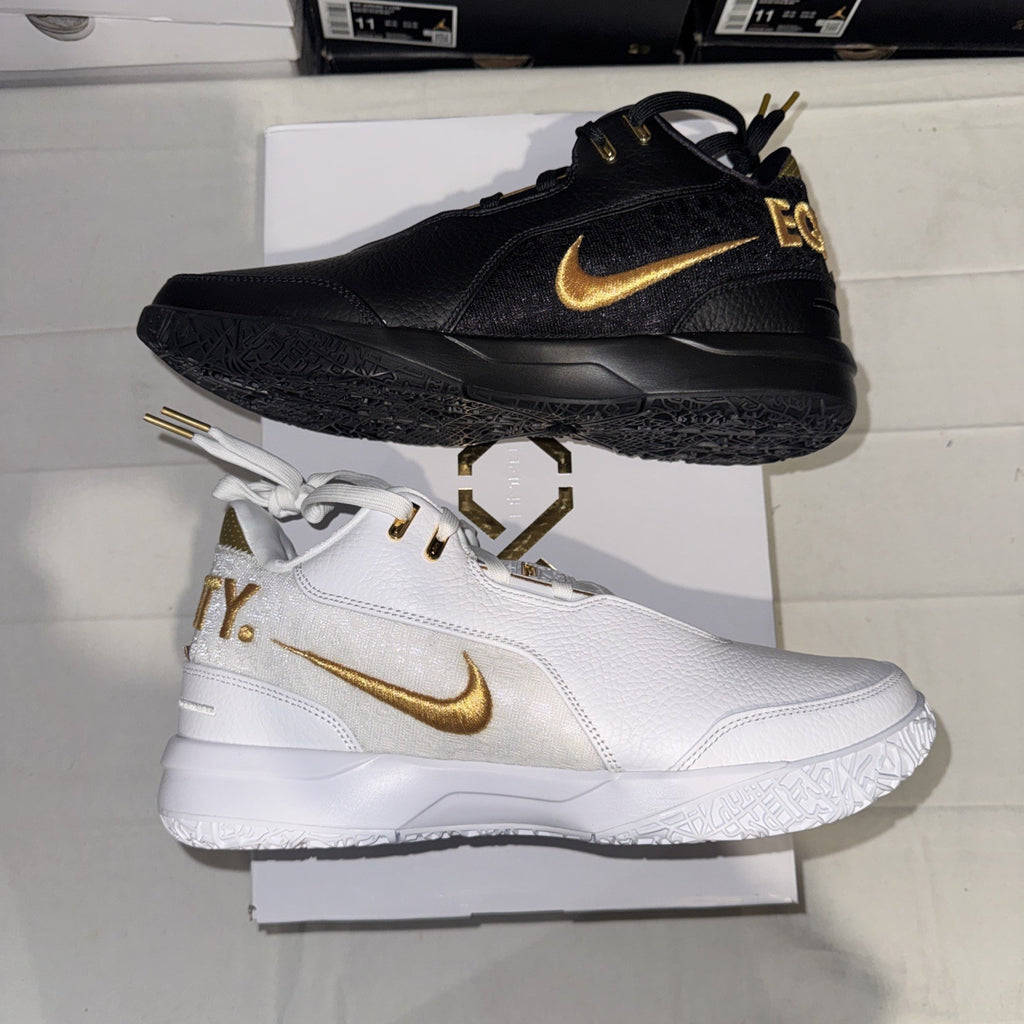 Nike Zoom LeBron NXXT Gen AMPD Equity White-Gold-Black, Size 10, FJ1566-103