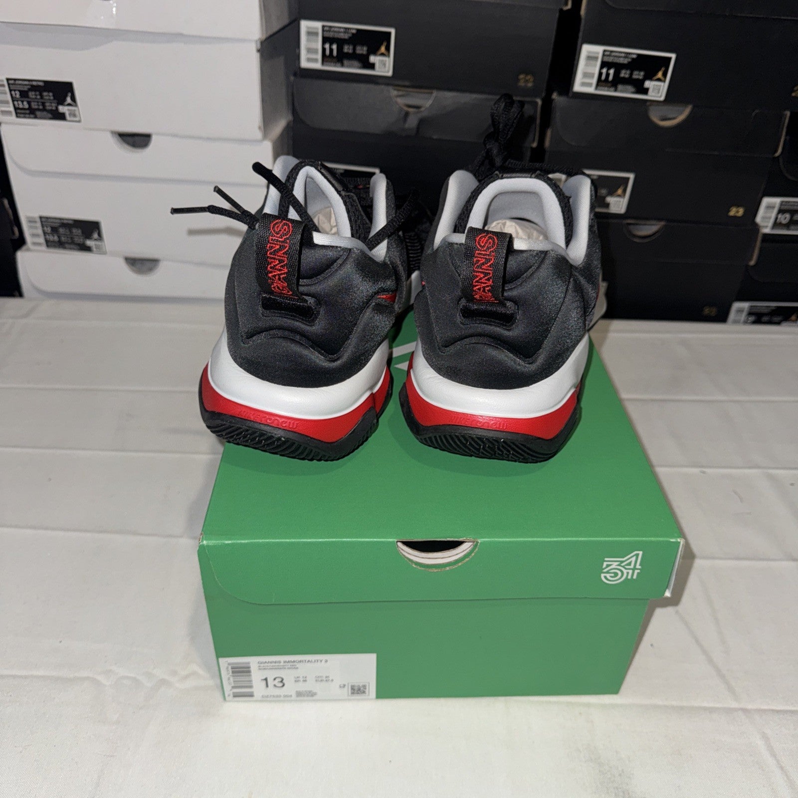 Nike Giannis Immortality 3 Sneakers Black/University Red, Size 13, DZ7533-004