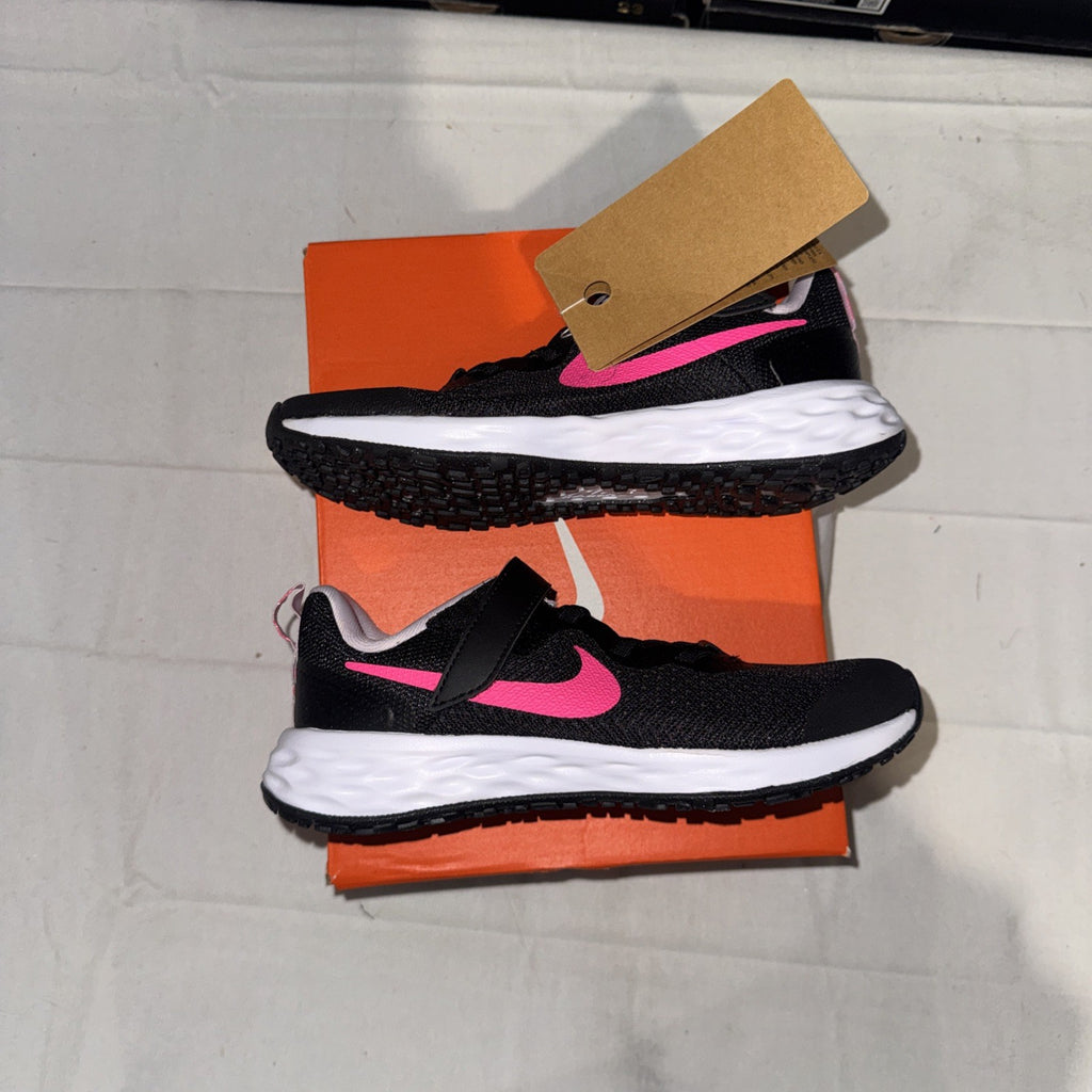 Nike Revolution 6 Black Hyper Pink Running Shoes Size 1.5Y, DD1095-007