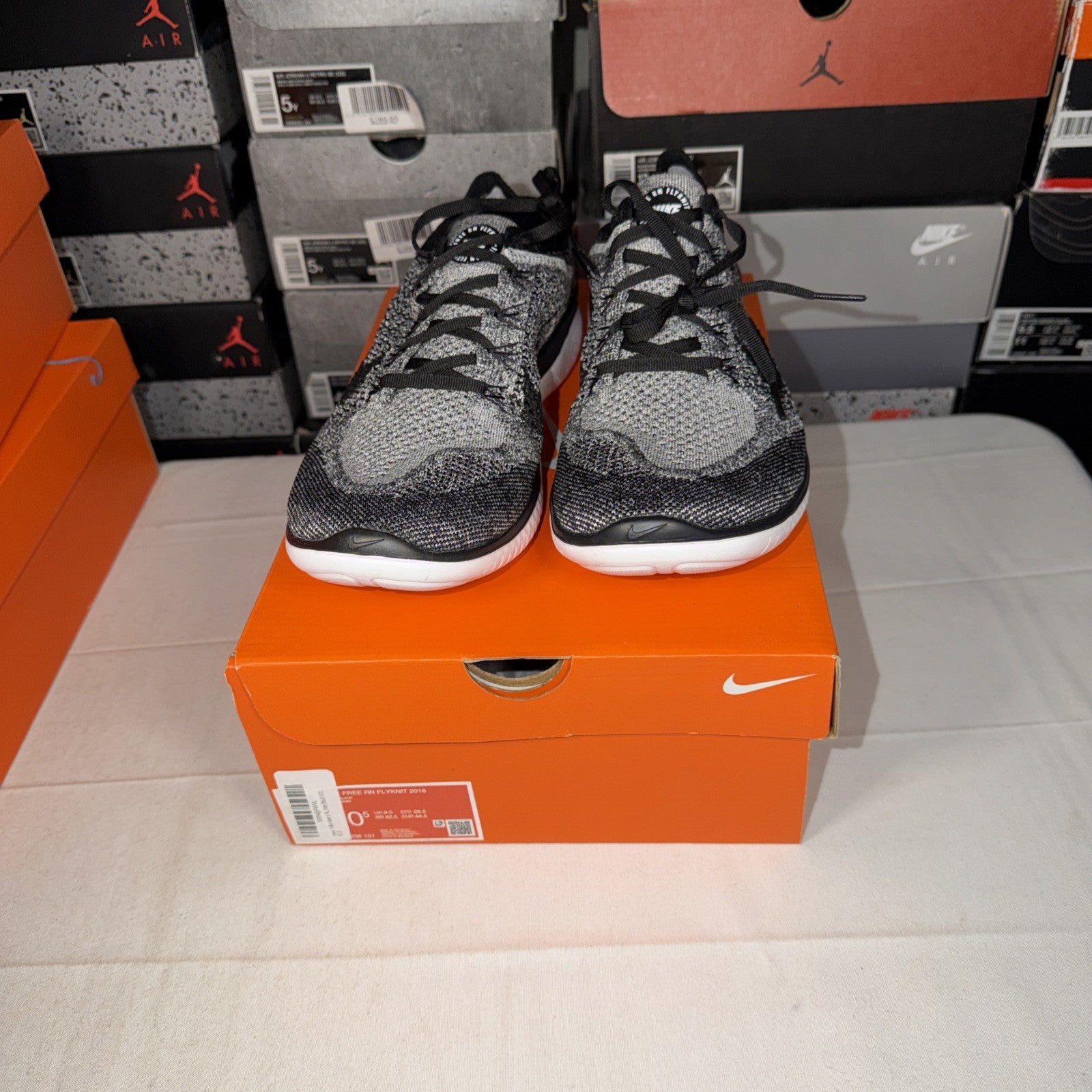 Nike Free RN Flyknit 2018 White Black 942838-101 Size 10