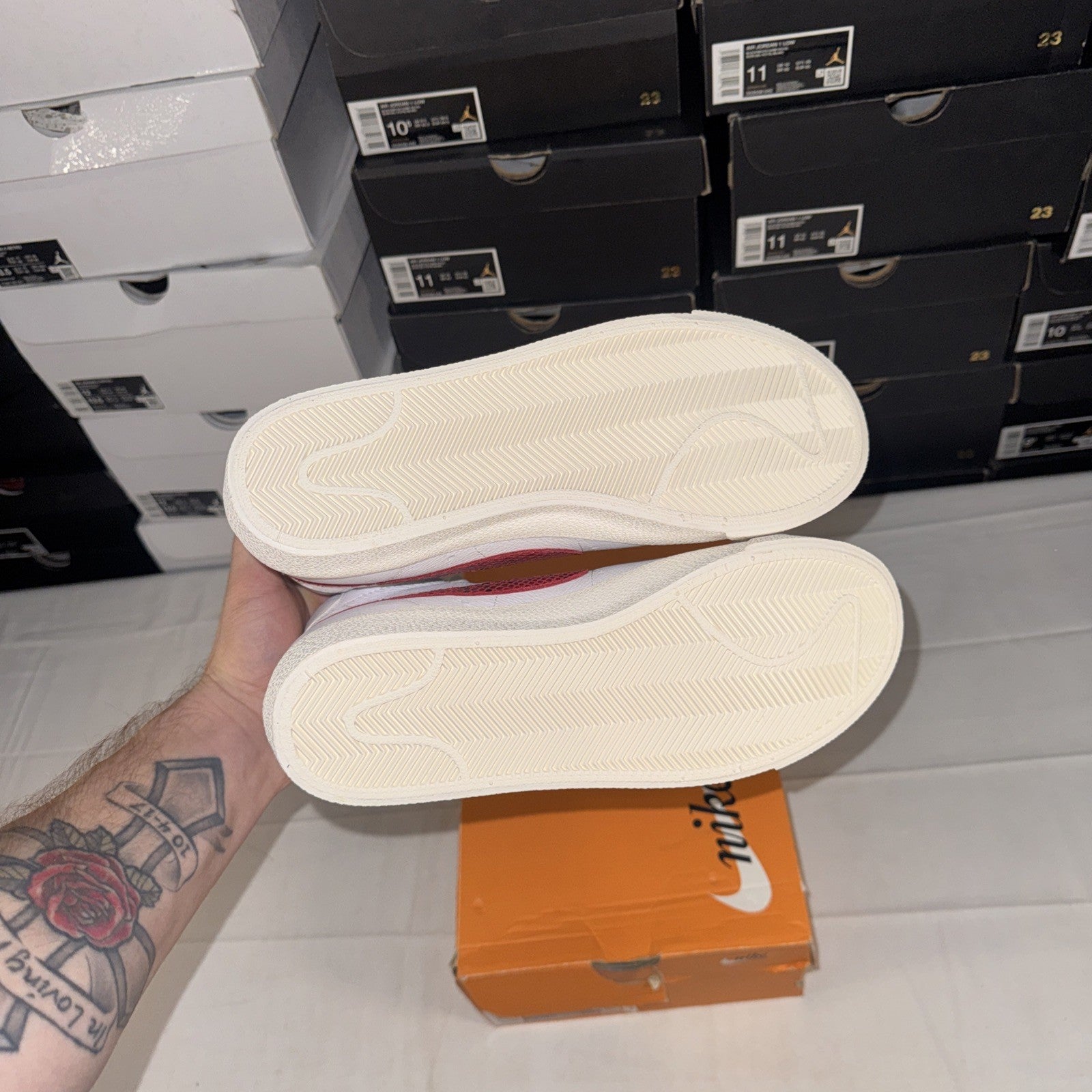 Nike Blazer Mid 77 Men's Sneakers Red/Blue Snakeskin Swoosh Size 7 CW7073-100